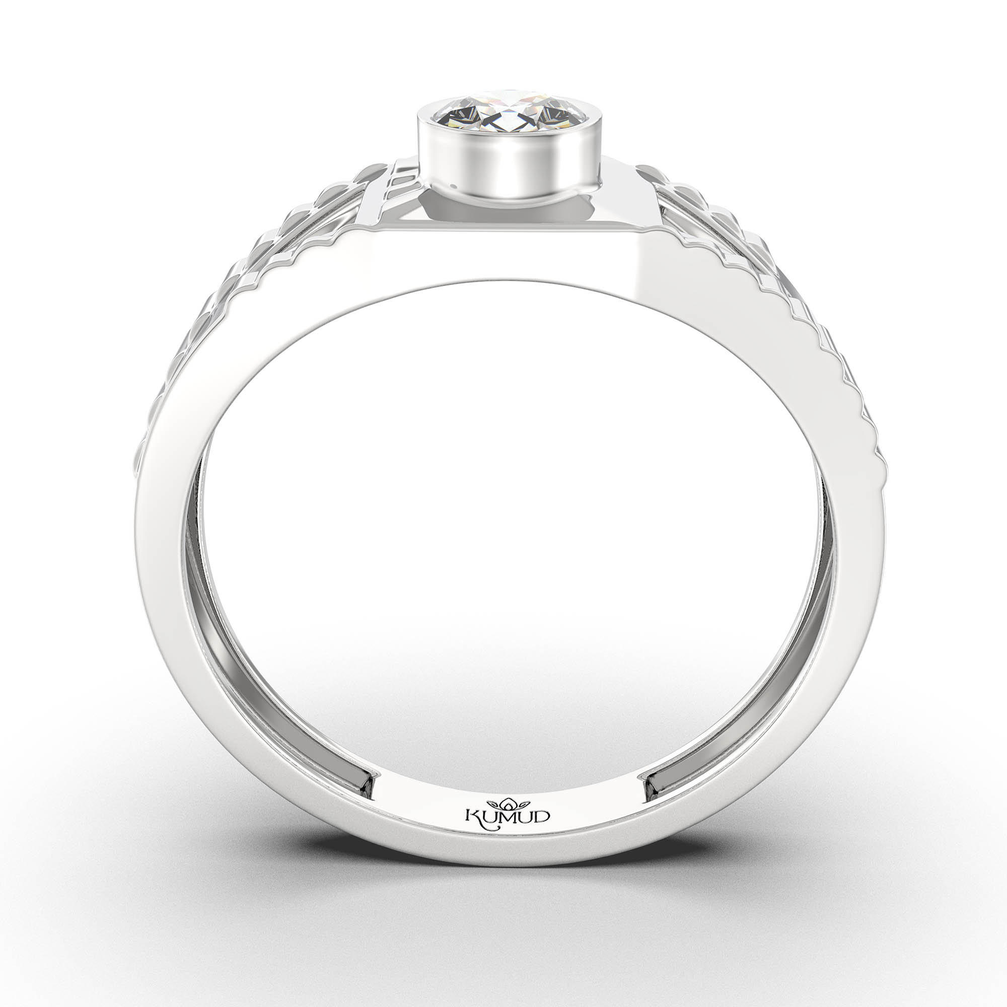 Lab-Grown Diamond Solitaire Ring for Men in 18K White Gold – 0.5 Ct Round, 6 g (Design K8-12-BBZAA) thumbnail