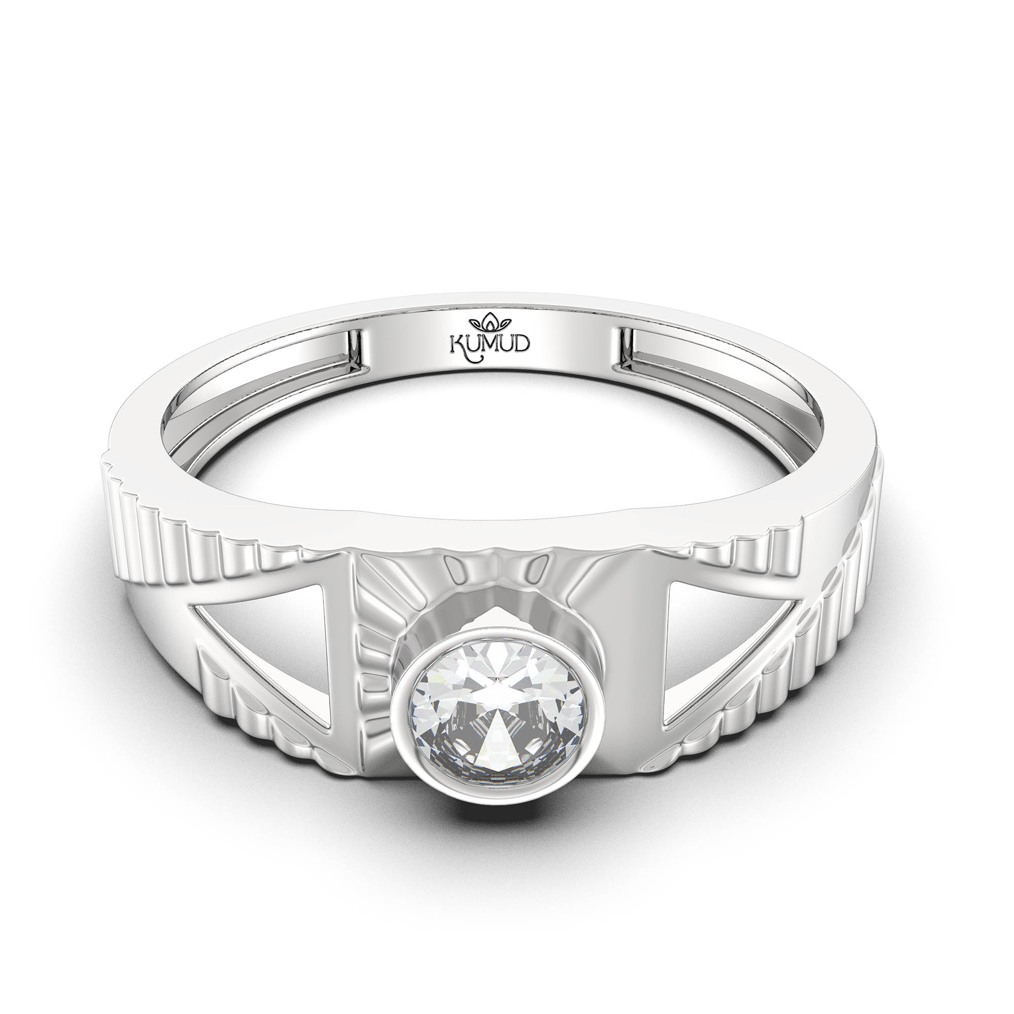 Lab-Grown Diamond Solitaire Ring for Men in 18K White Gold – 0.5 Ct Round, 6 g (Design K8-12-BBZAA) thumbnail