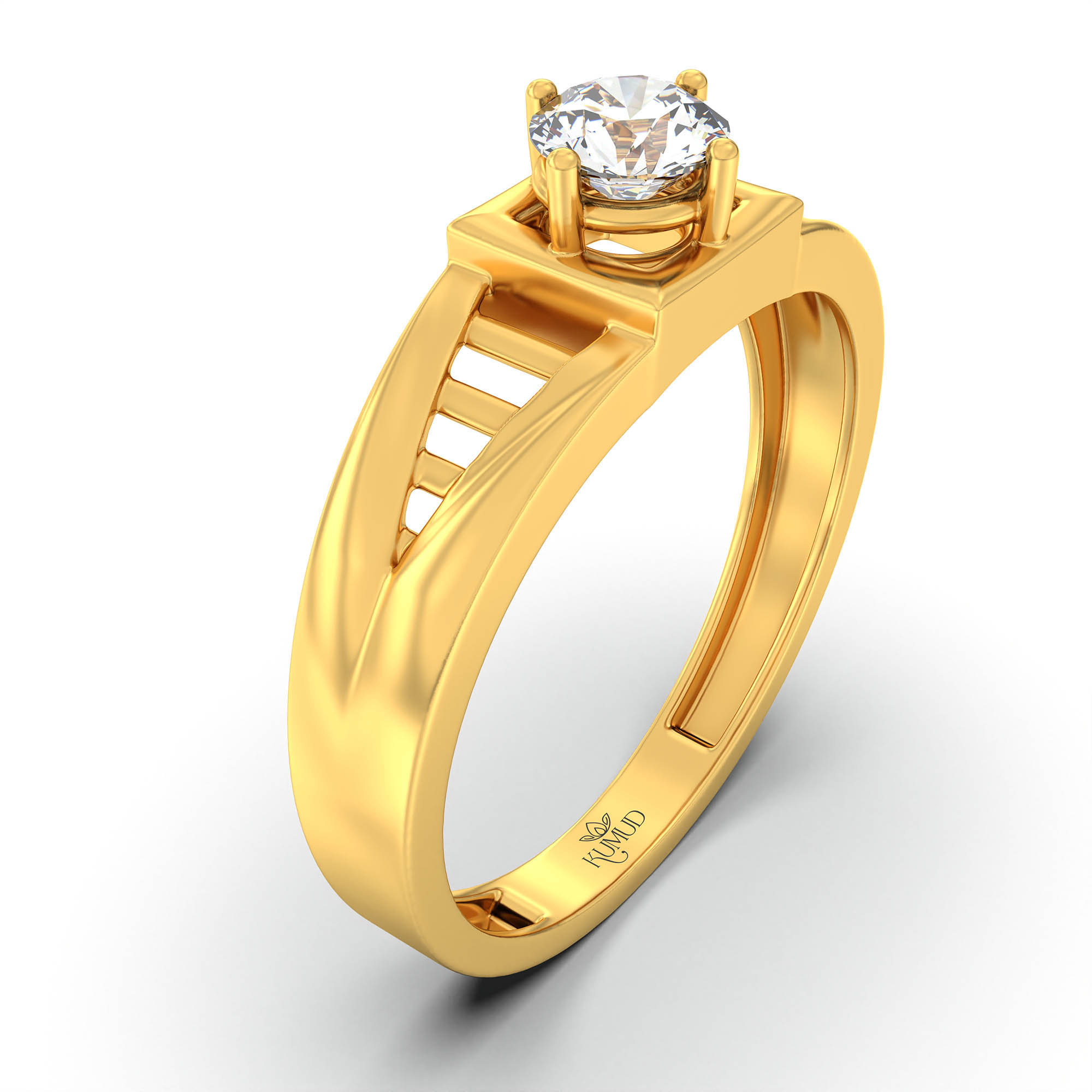 Lab-Grown Diamond Solitaire Ring for Men in 22K Yellow Gold – 0.5 Ct Round, 6 g (Design K8-13-APGAA) thumbnail