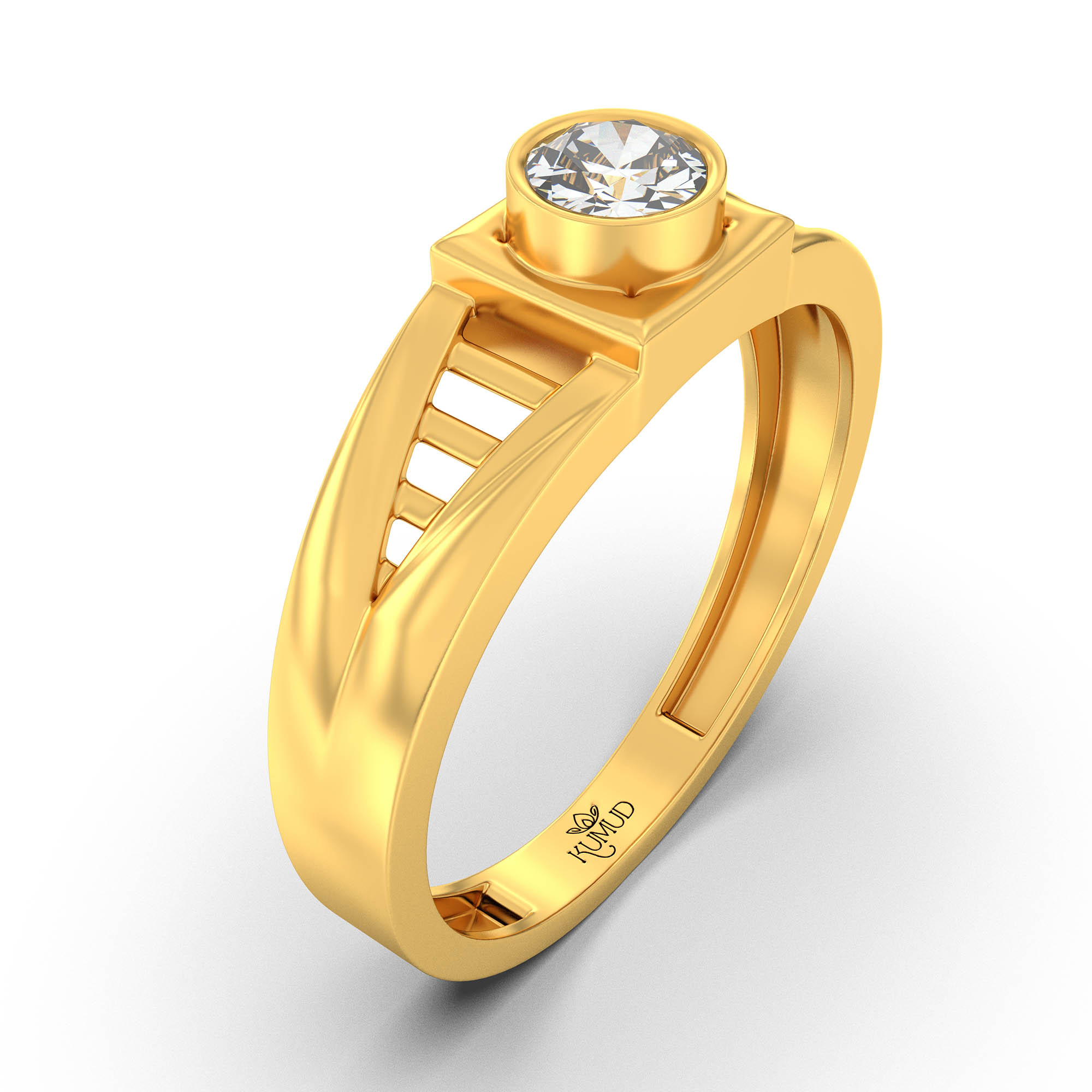 Lab-Grown Diamond Solitaire Ring for Men in 22K Yellow Gold – 0.5 Ct Round, 6 g (Design K8-13-BBZAA) thumbnail