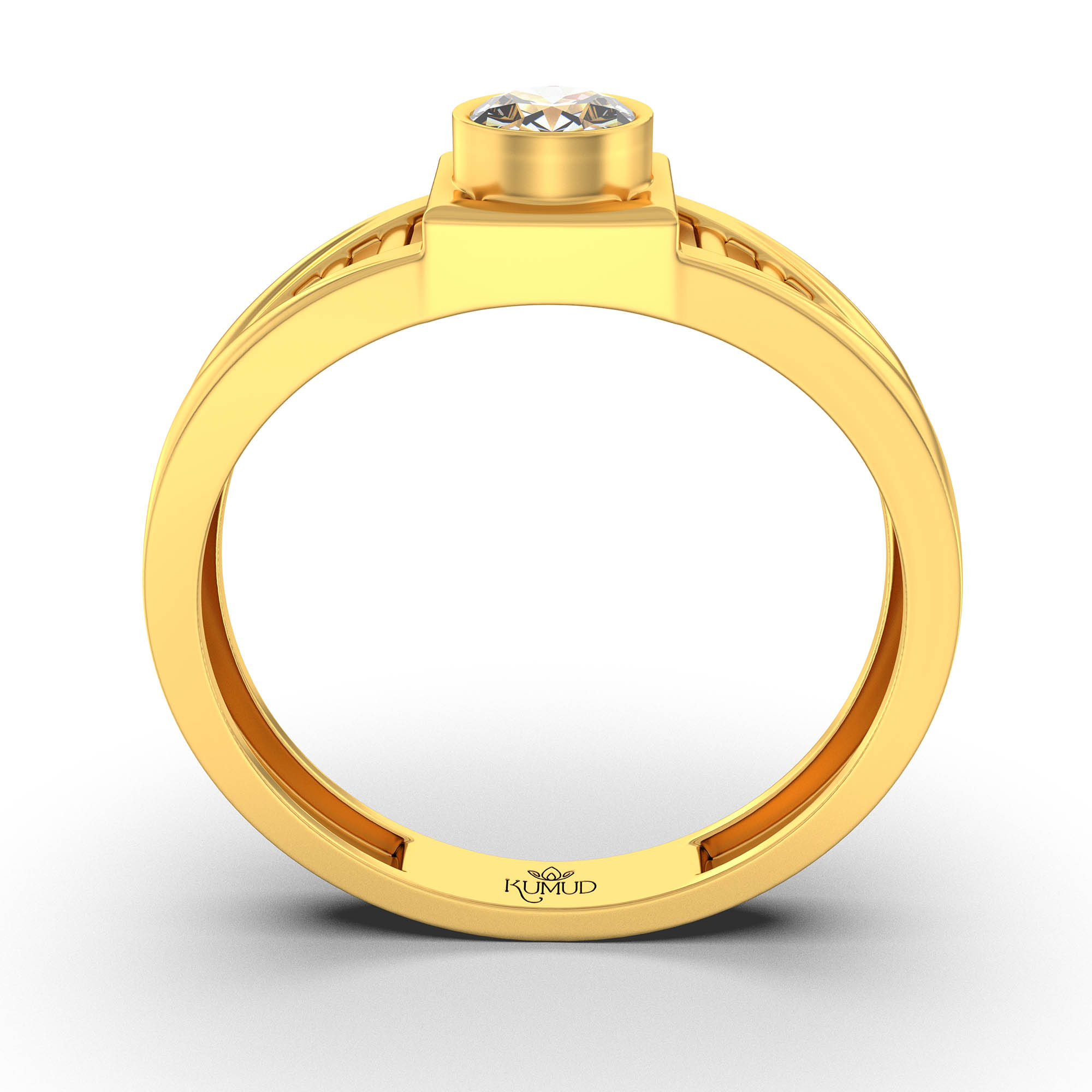 Lab-Grown Diamond Solitaire Ring for Men in 22K Yellow Gold – 0.5 Ct Round, 6 g (Design K8-13-BBZAA) thumbnail