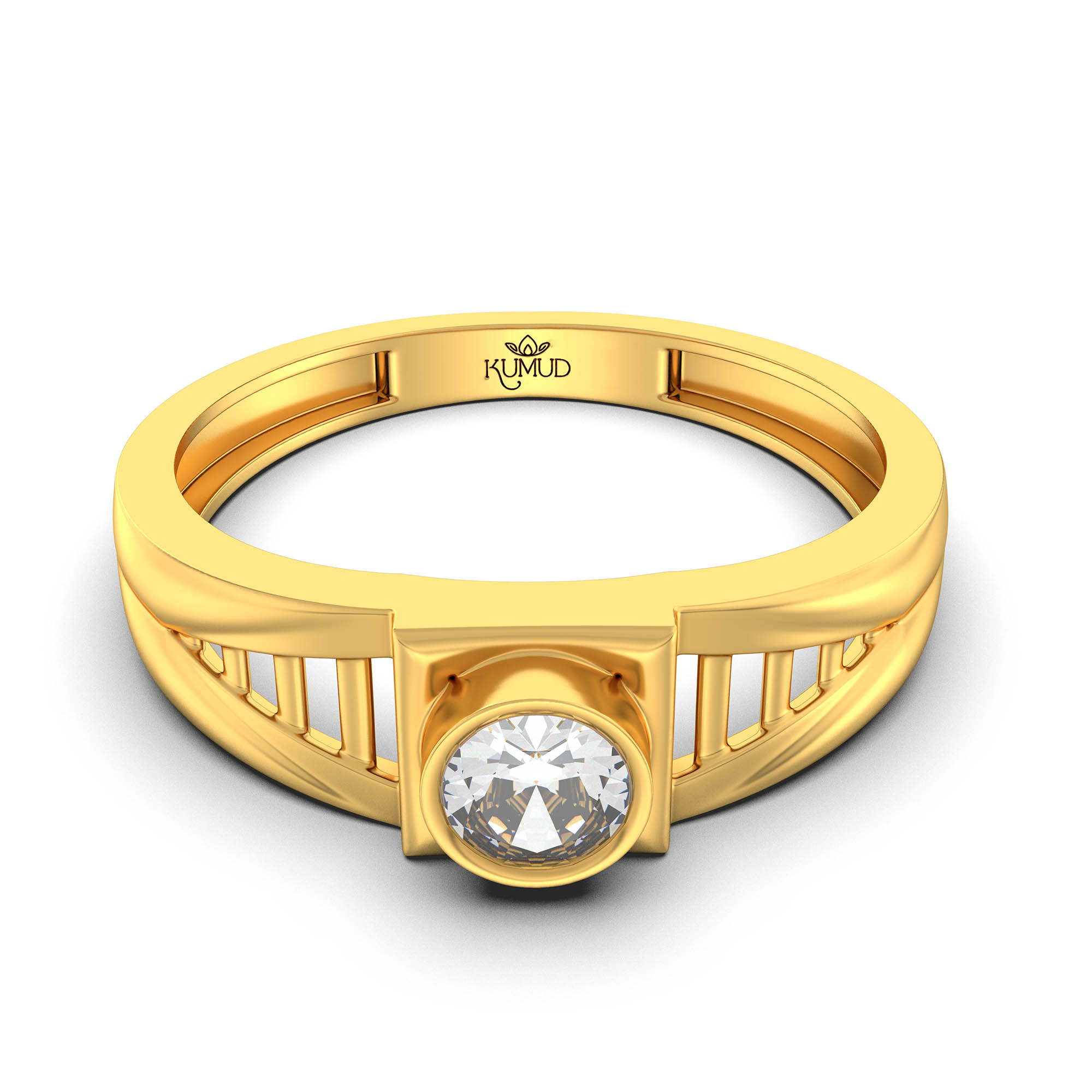 Lab-Grown Diamond Solitaire Ring for Men in 22K Yellow Gold – 0.5 Ct Round, 6 g (Design K8-13-BBZAA) thumbnail