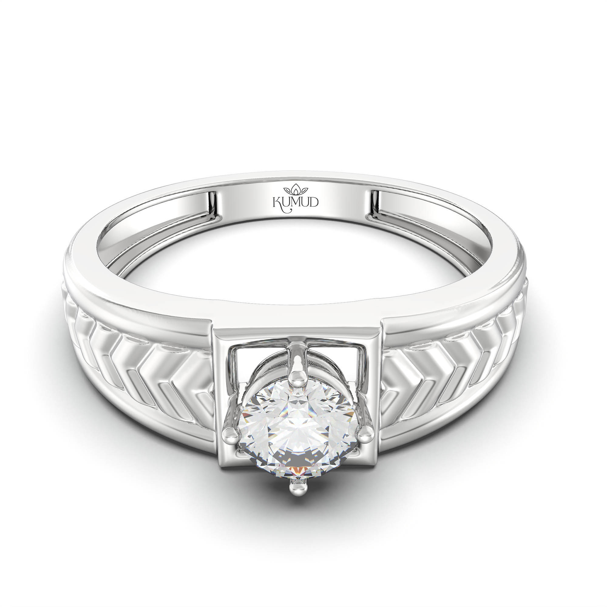 Lab-Grown Diamond Solitaire Ring for Men in 18K White Gold – 0.5 Ct Round, 6 g (Design K8-14-APGAA) thumbnail
