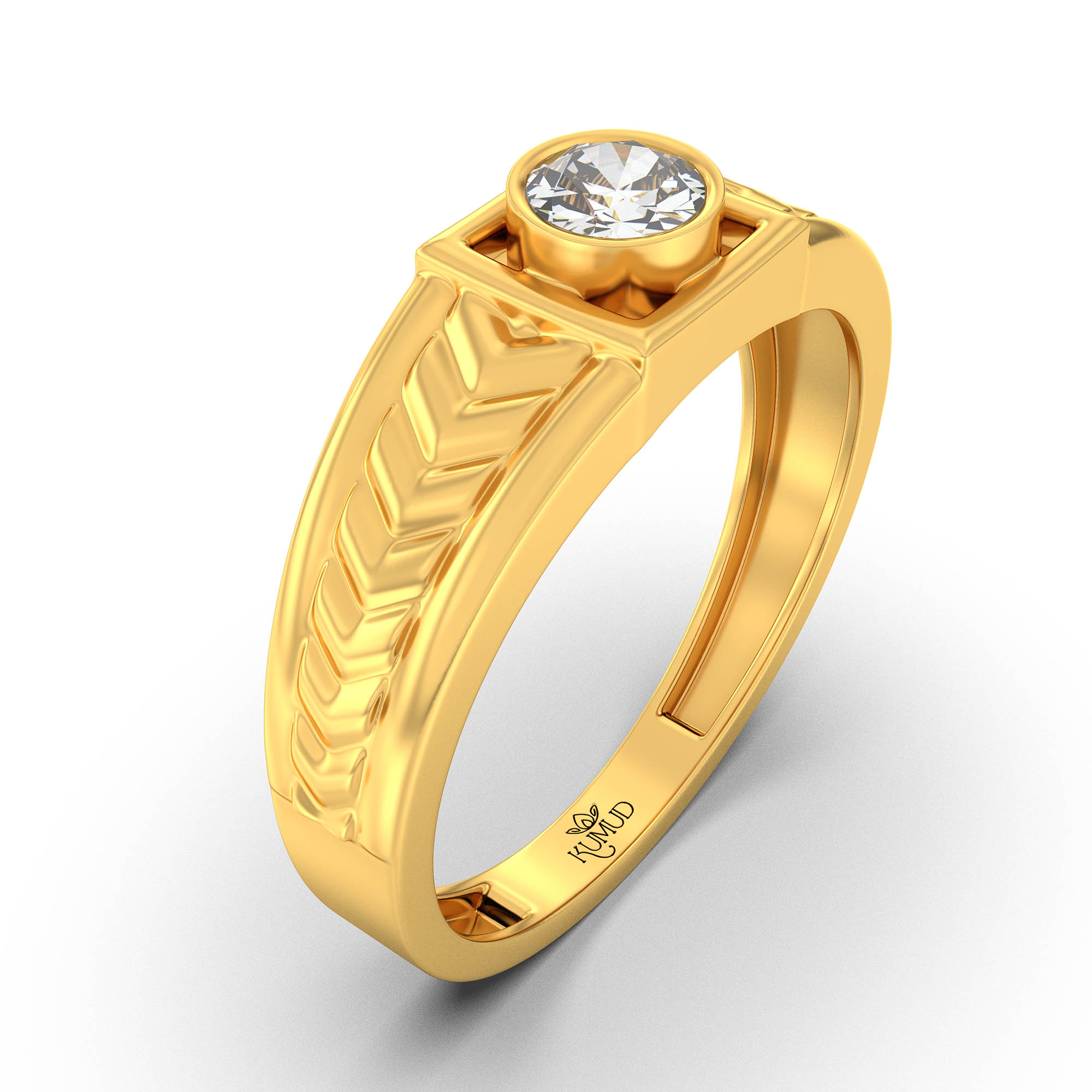 Lab-Grown Diamond Solitaire Ring for Men in 22K Yellow Gold – 0.5 Ct Round, 6 g (Design K8-14-BBZAA) thumbnail