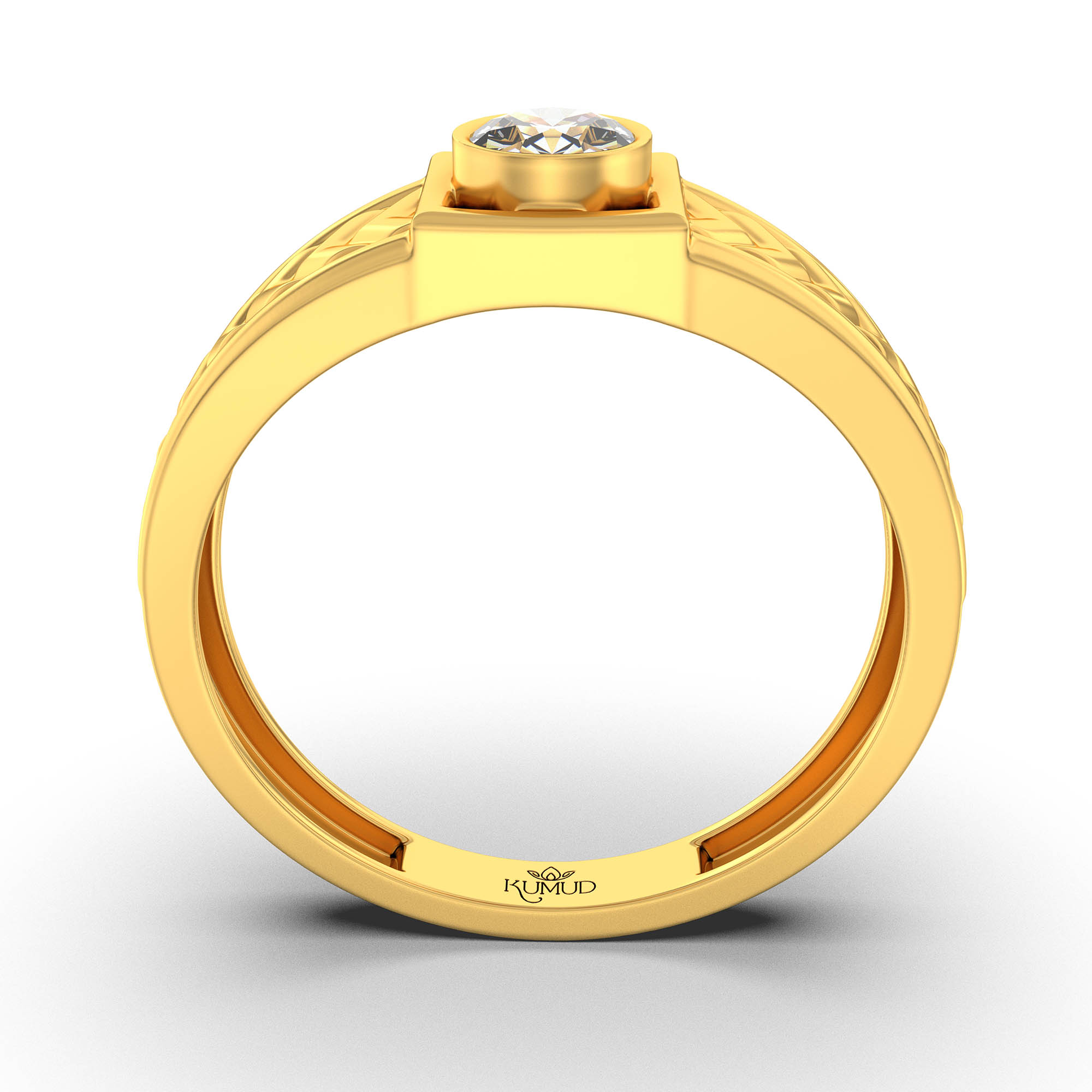 Lab-Grown Diamond Solitaire Ring for Men in 22K Yellow Gold – 0.5 Ct Round, 6 g (Design K8-14-BBZAA) thumbnail