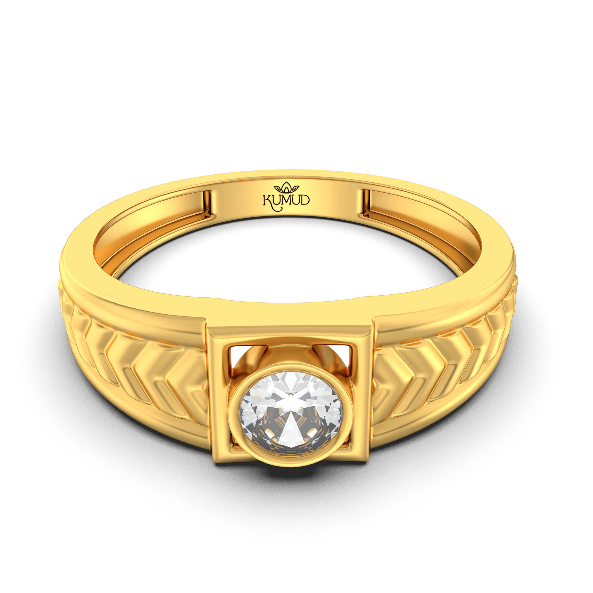 Lab-Grown Diamond Solitaire Ring for Men in 22K Yellow Gold – 0.5 Ct Round, 6 g (Design K8-14-BBZAA) thumbnail