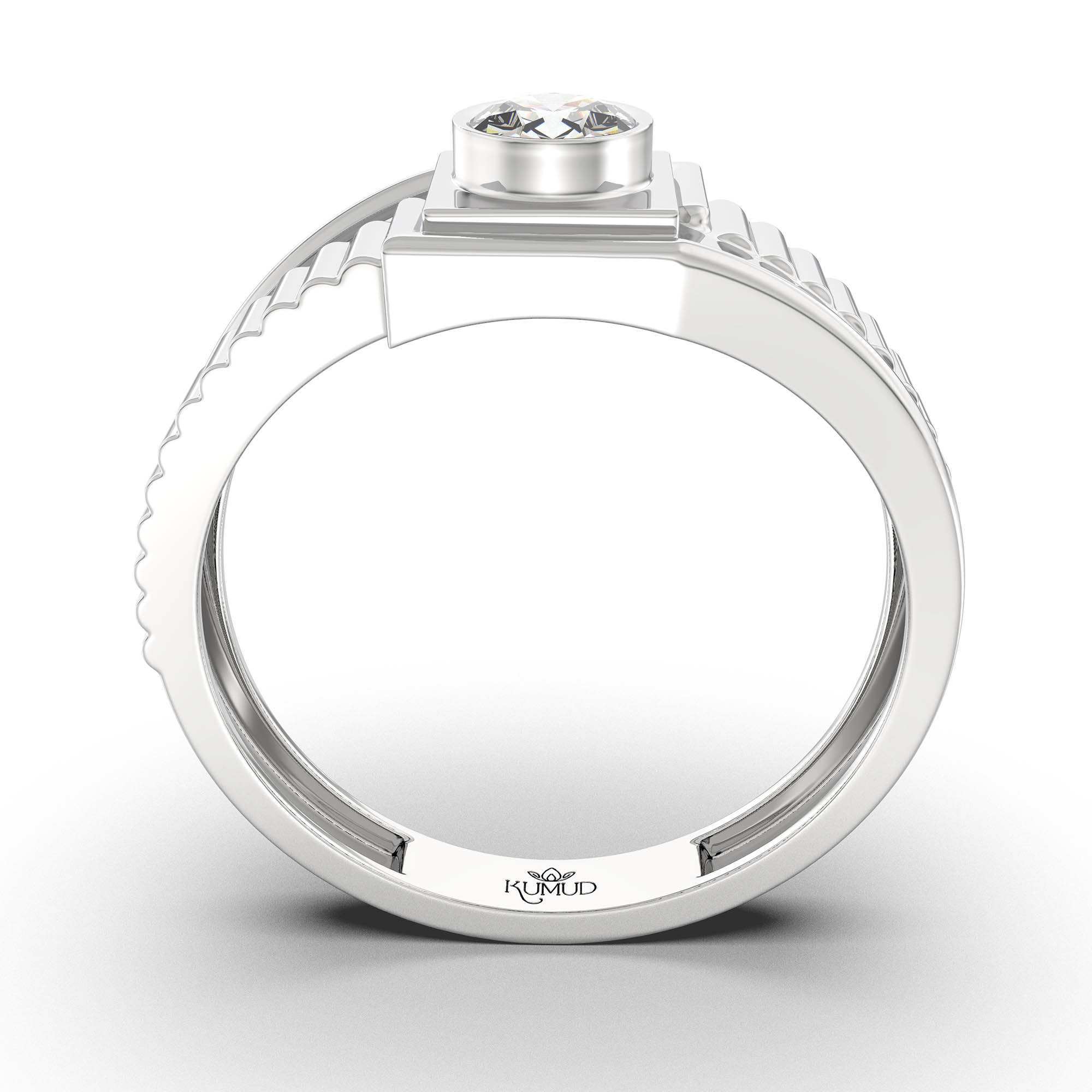 Lab-Grown Diamond Solitaire Ring for Men in 18K White Gold – 0.5 Ct Round, 6 g (Design K8-15-BBZAA) thumbnail