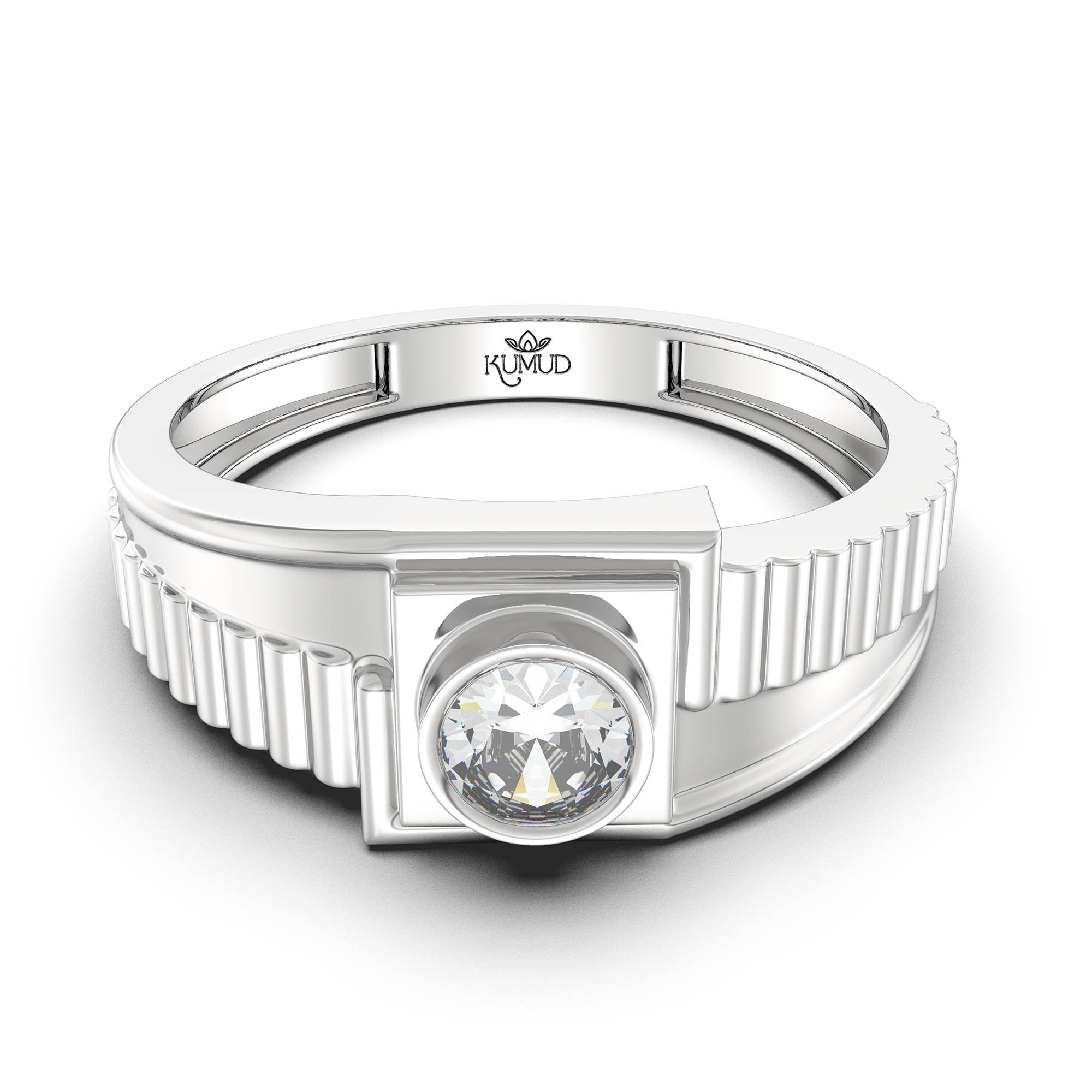 Lab-Grown Diamond Solitaire Ring for Men in 18K White Gold – 0.5 Ct Round, 6 g (Design K8-15-BBZAA) thumbnail