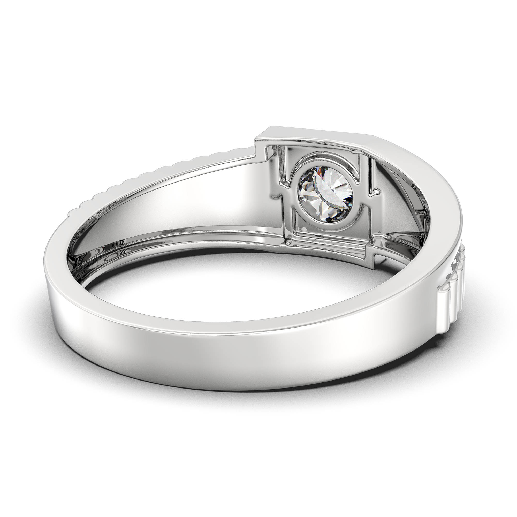 Lab-Grown Diamond Solitaire Ring for Men in 18K White Gold – 0.5 Ct Round, 6 g (Design K8-15-BBZAA) thumbnail