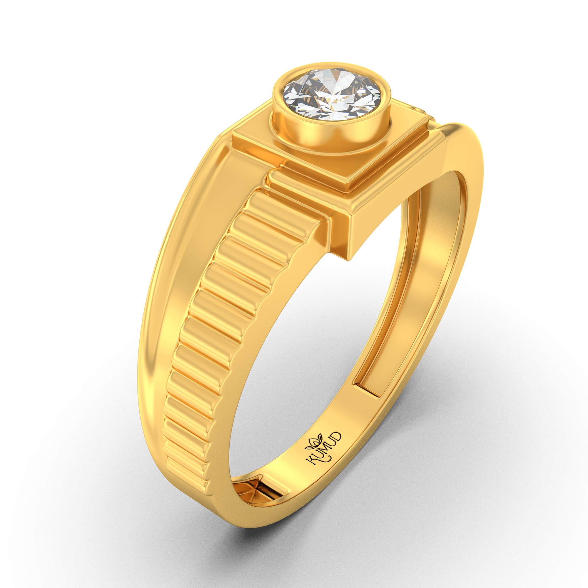 Lab-Grown Diamond Solitaire Ring for Men in 22K Yellow Gold – 0.5 Ct Round, 6 g (Design K8-15-BBZAA) thumbnail