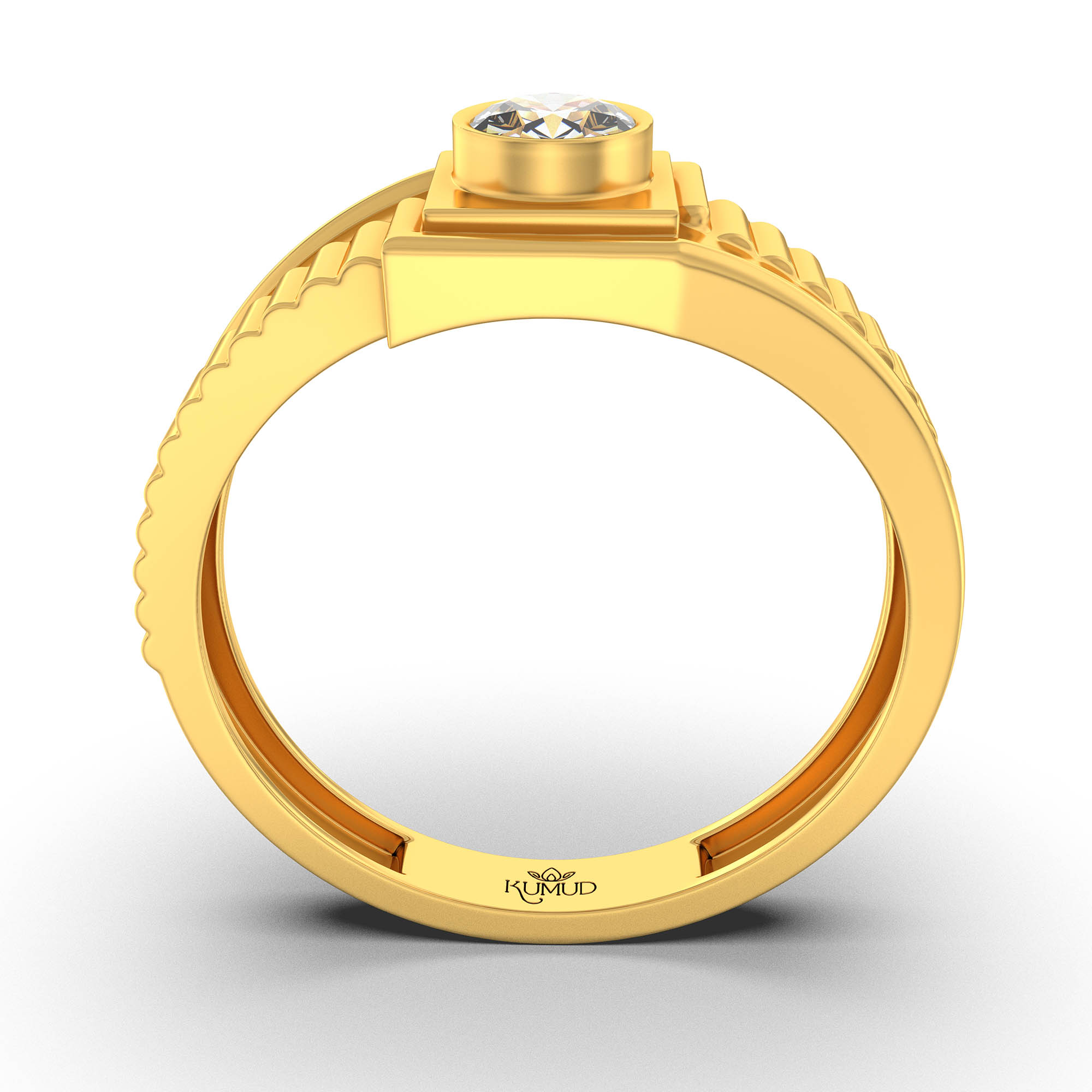 Lab-Grown Diamond Solitaire Ring for Men in 22K Yellow Gold – 0.5 Ct Round, 6 g (Design K8-15-BBZAA) thumbnail