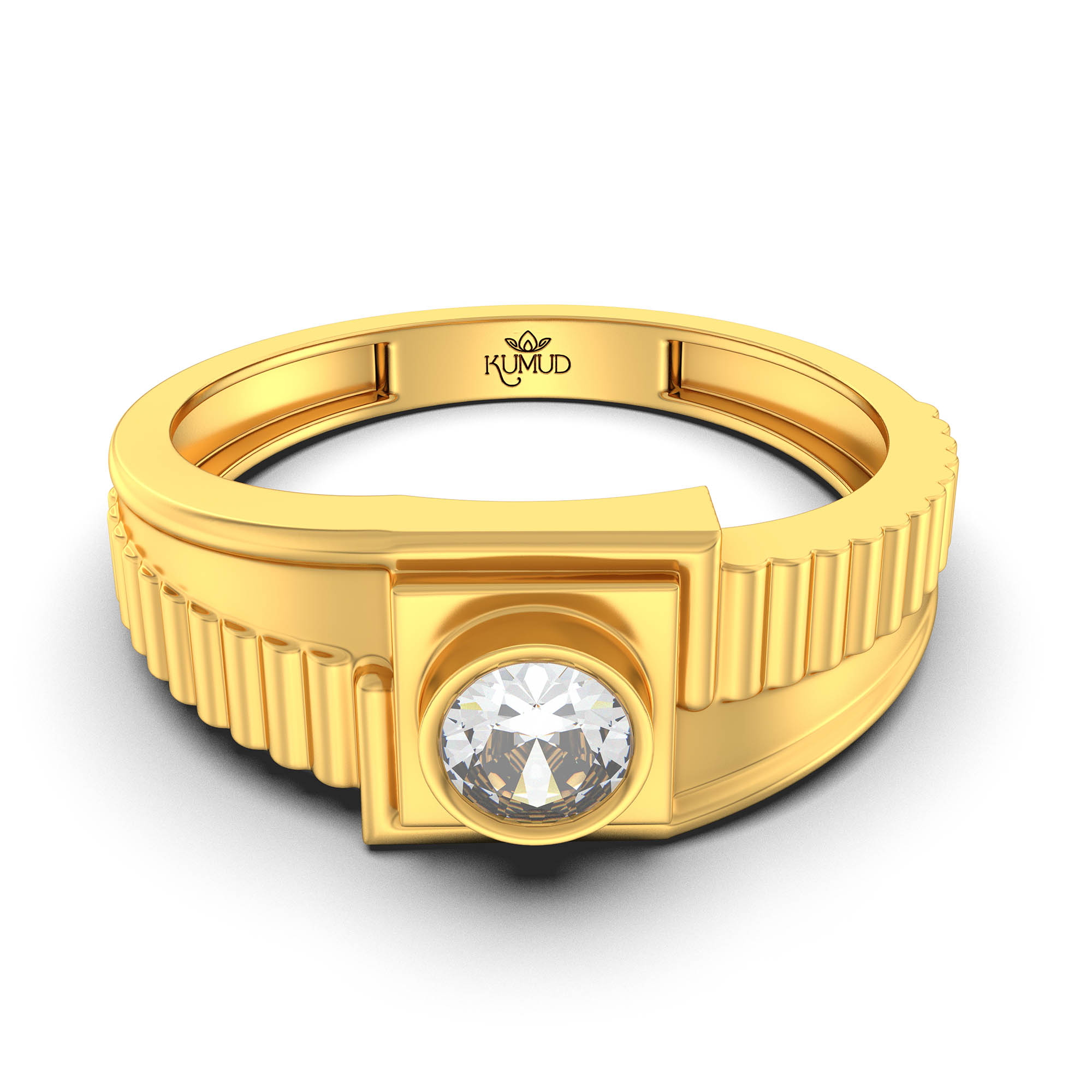 Lab-Grown Diamond Solitaire Ring for Men in 22K Yellow Gold – 0.5 Ct Round, 6 g (Design K8-15-BBZAA) thumbnail