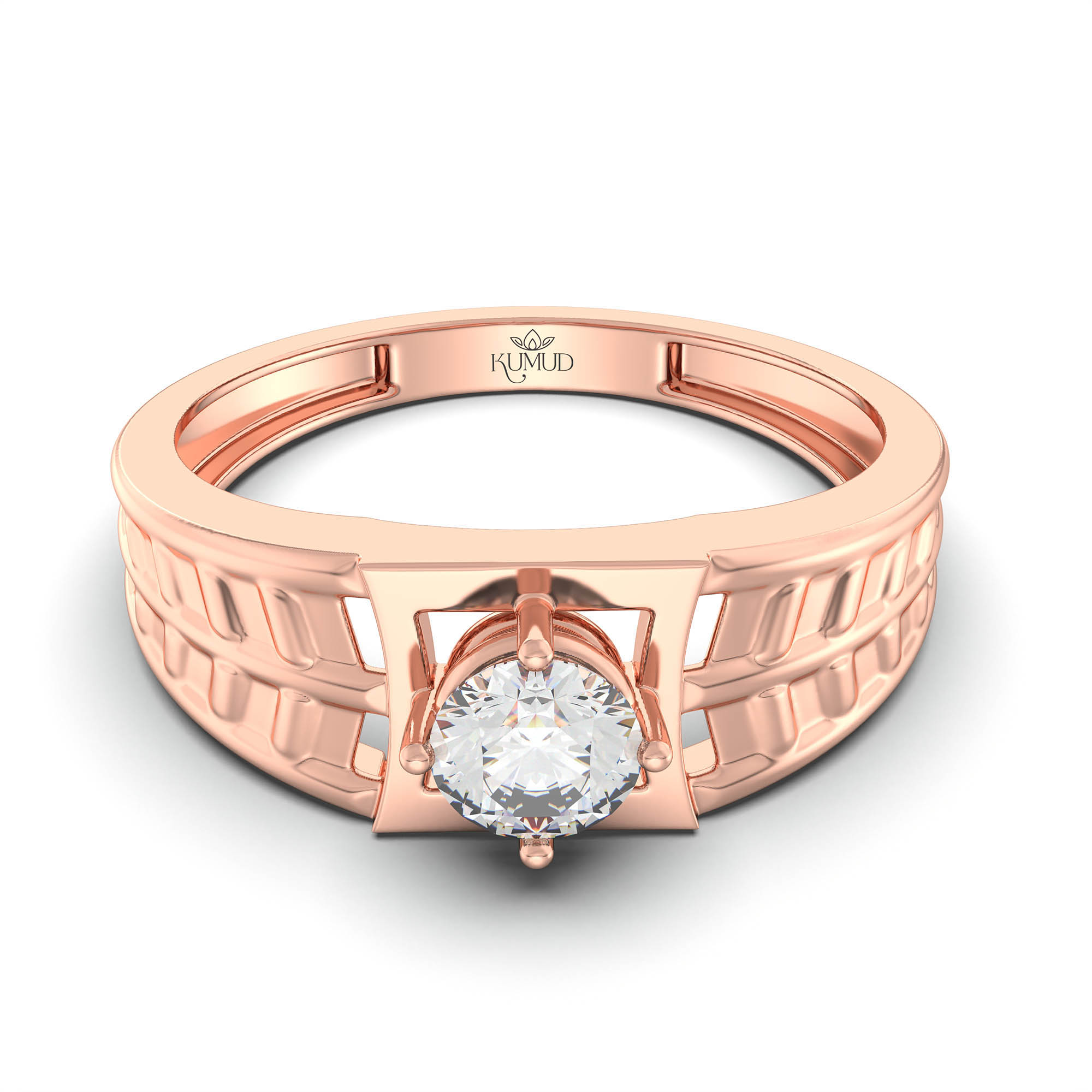Lab-Grown Diamond Solitaire Ring for Men in 18K Rose Gold – 0.5 Ct Round, 6 g (Design K8-16-APGAA) thumbnail