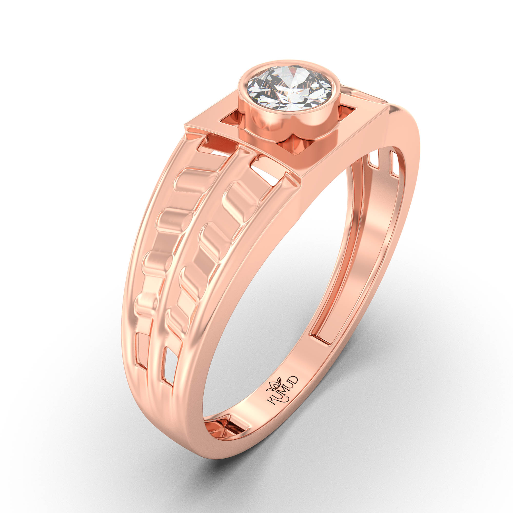 Lab-Grown Diamond Solitaire Ring for Men in 18K Rose Gold – 0.5 Ct Round, 6 g (Design K8-16-BBZAA) thumbnail