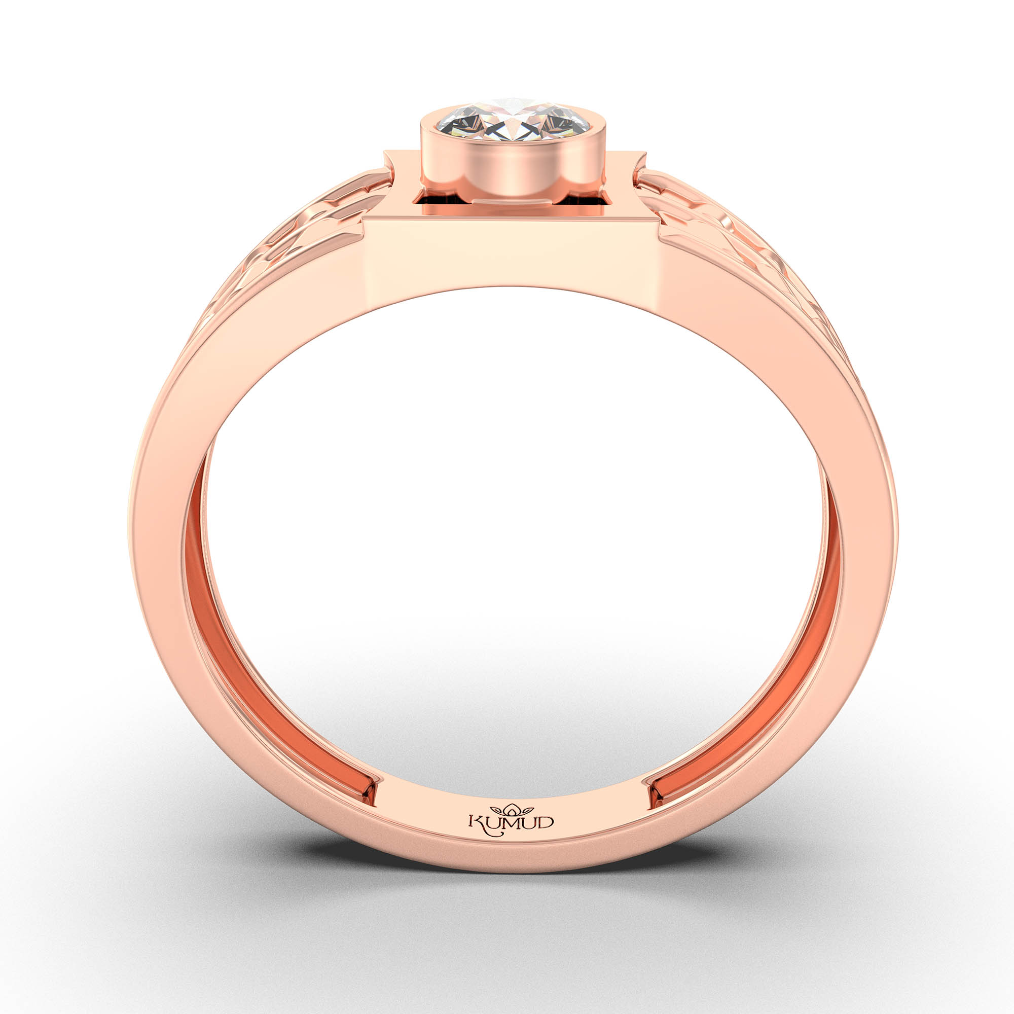 Lab-Grown Diamond Solitaire Ring for Men in 18K Rose Gold – 0.5 Ct Round, 6 g (Design K8-16-BBZAA) thumbnail