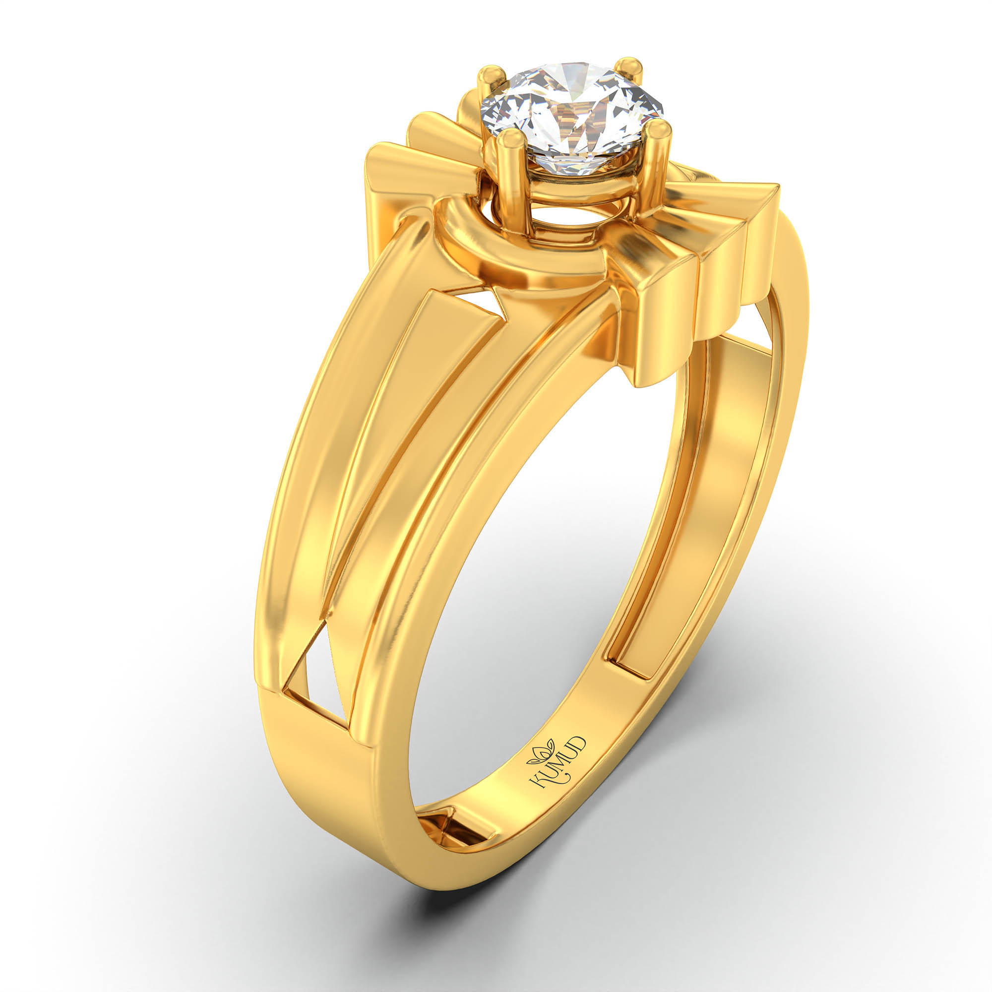 Lab-Grown Diamond Solitaire Ring for Men in 22K Yellow Gold – 0.5 Ct Round, 6 g (Design K8-17-APGAA) thumbnail