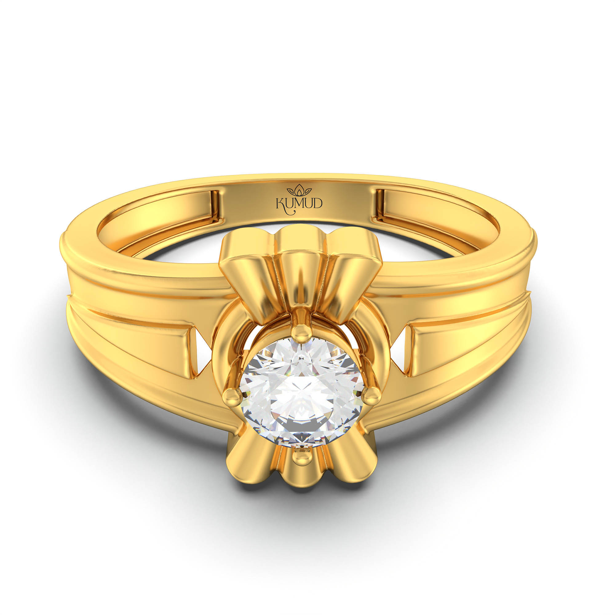 Lab-Grown Diamond Solitaire Ring for Men in 22K Yellow Gold – 0.5 Ct Round, 6 g (Design K8-17-APGAA) thumbnail