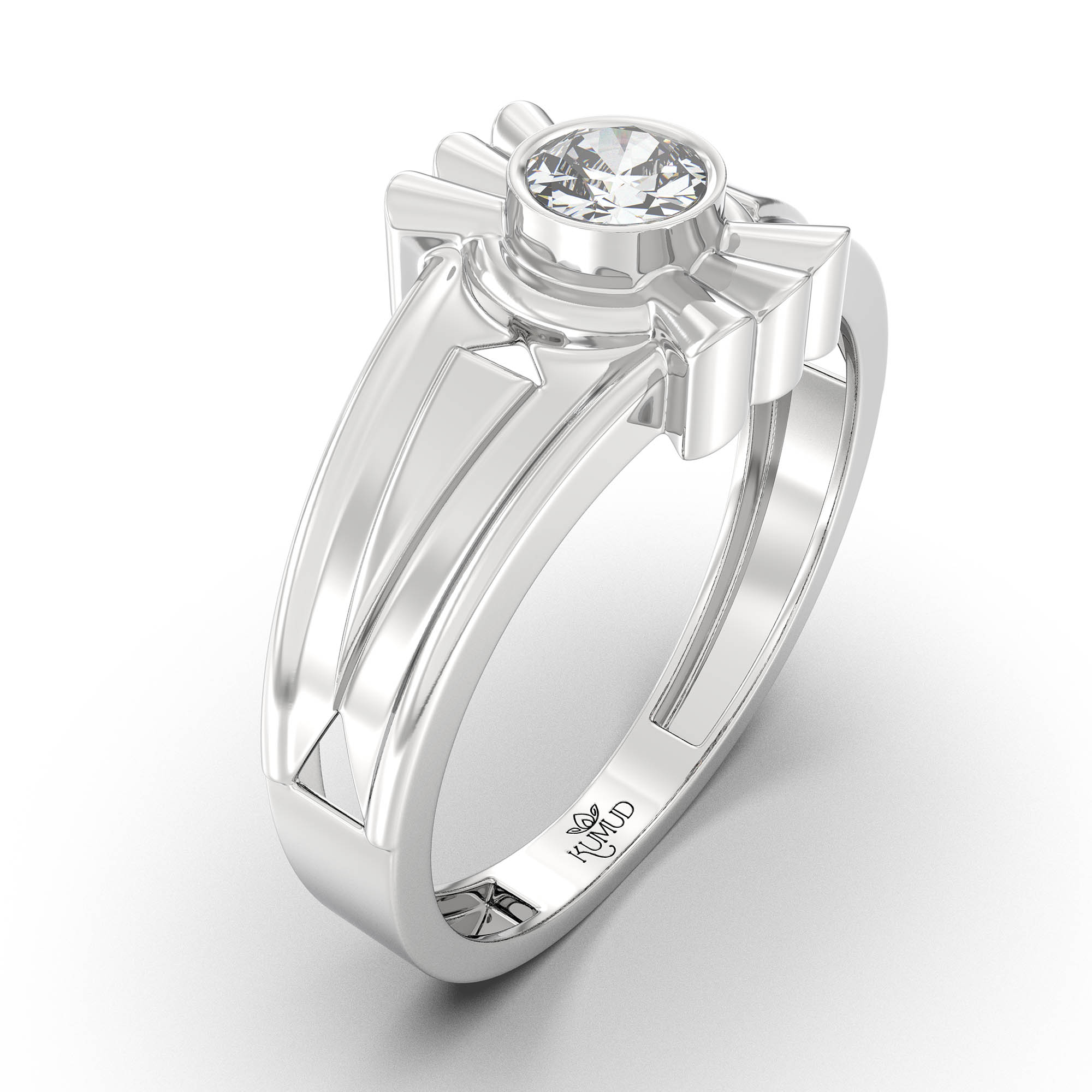 Lab-Grown Diamond Solitaire Ring for Men in 18K White Gold – 0.5 Ct Round, 6 g (Design K8-17-BBZAA) thumbnail