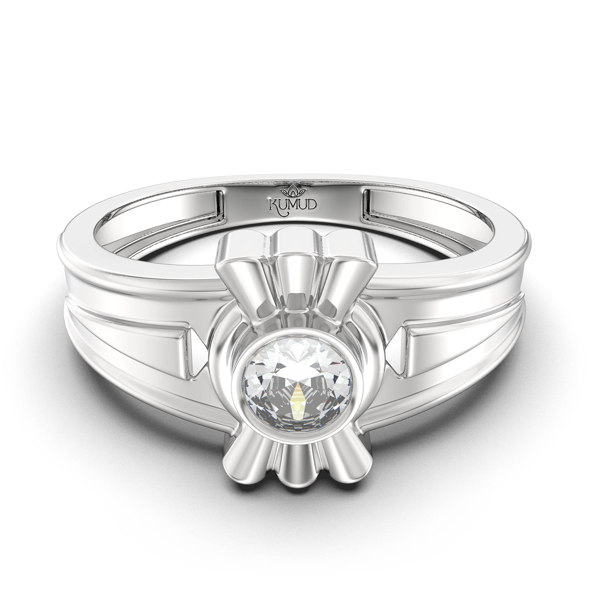 Lab-Grown Diamond Solitaire Ring for Men in 18K White Gold – 0.5 Ct Round, 6 g (Design K8-17-BBZAA) thumbnail