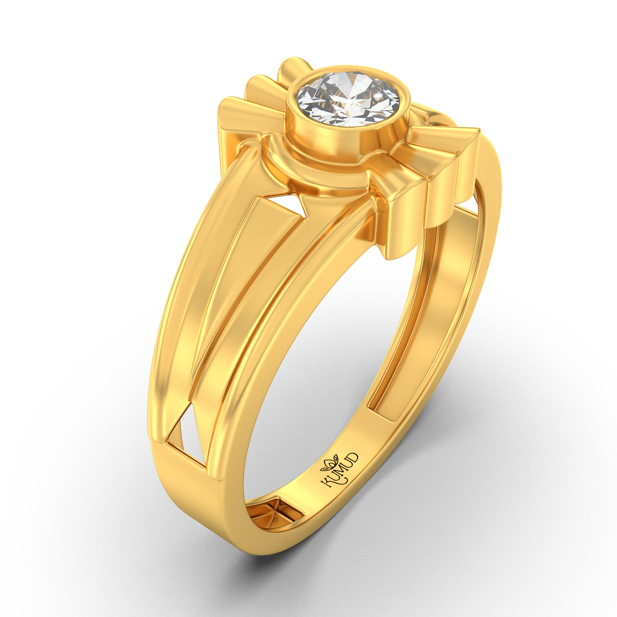 Lab-Grown Diamond Solitaire Ring for Men in 22K Yellow Gold – 0.5 Ct Round, 6 g (Design K8-17-BBZAA) thumbnail