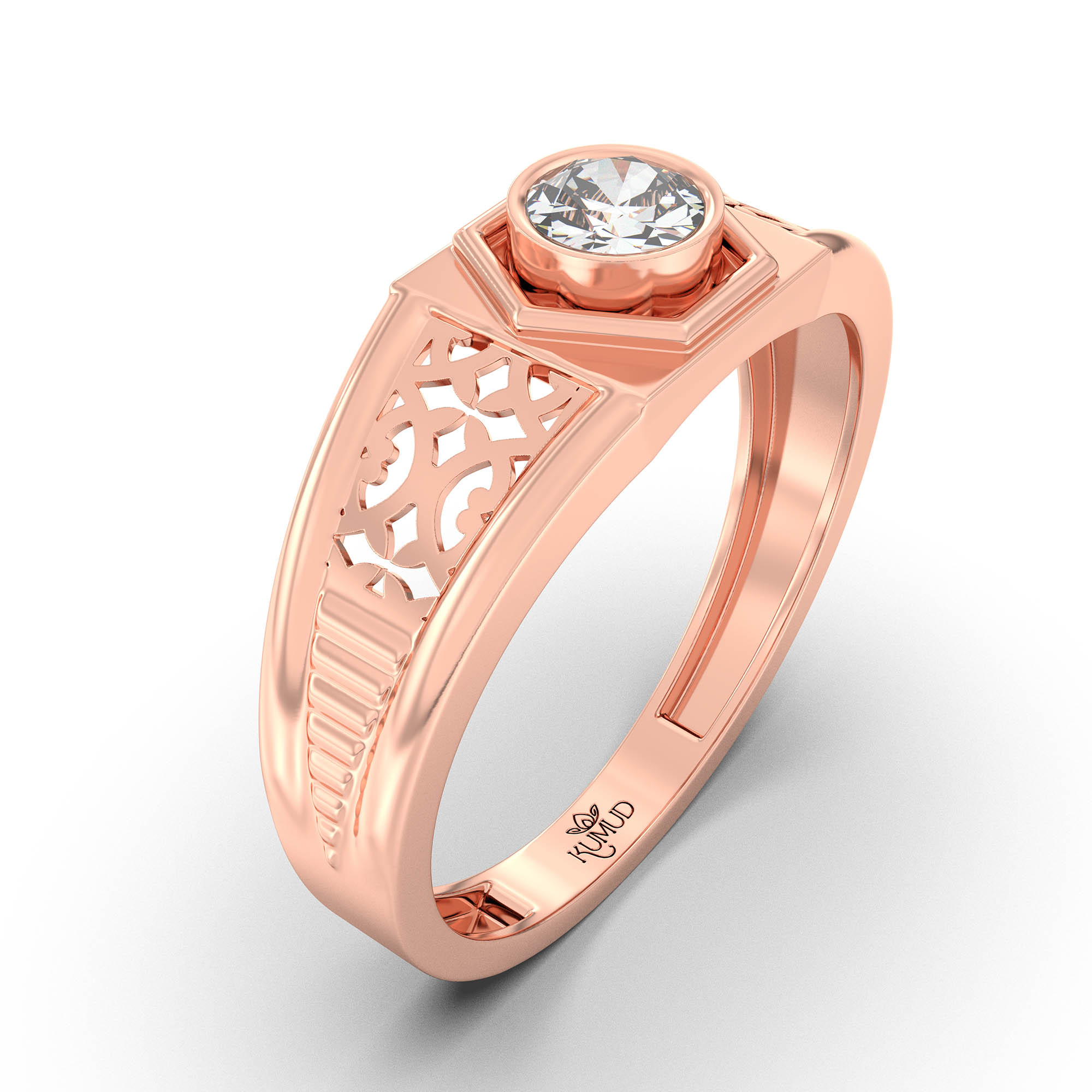 Lab-Grown Diamond Solitaire Ring for Men in 18K Rose Gold – 0.5 Ct Round, 6 g (Design K8-18-BBZAA) thumbnail