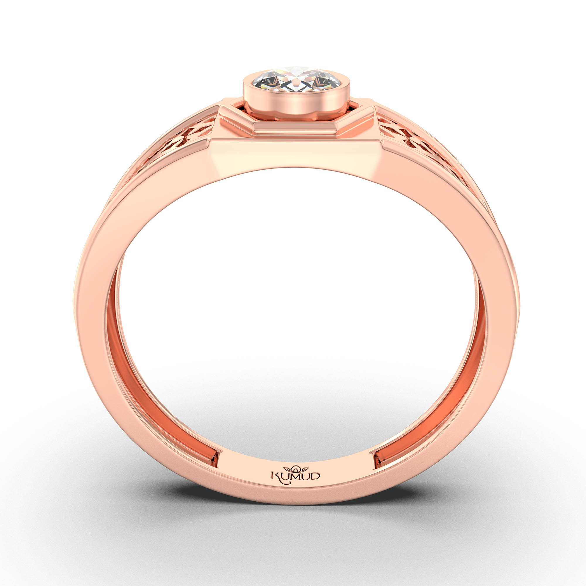 Lab-Grown Diamond Solitaire Ring for Men in 18K Rose Gold – 0.5 Ct Round, 6 g (Design K8-18-BBZAA) thumbnail
