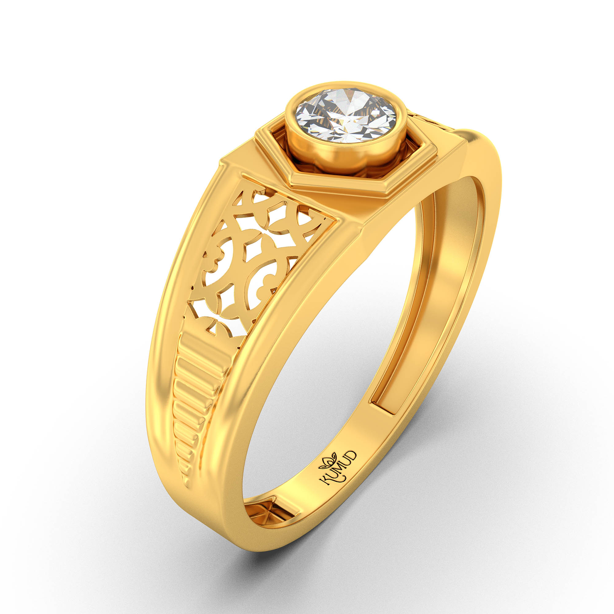 Lab-Grown Diamond Solitaire Ring for Men in 22K Yellow Gold – 0.5 Ct Round, 6 g (Design K8-18-BBZAA) thumbnail