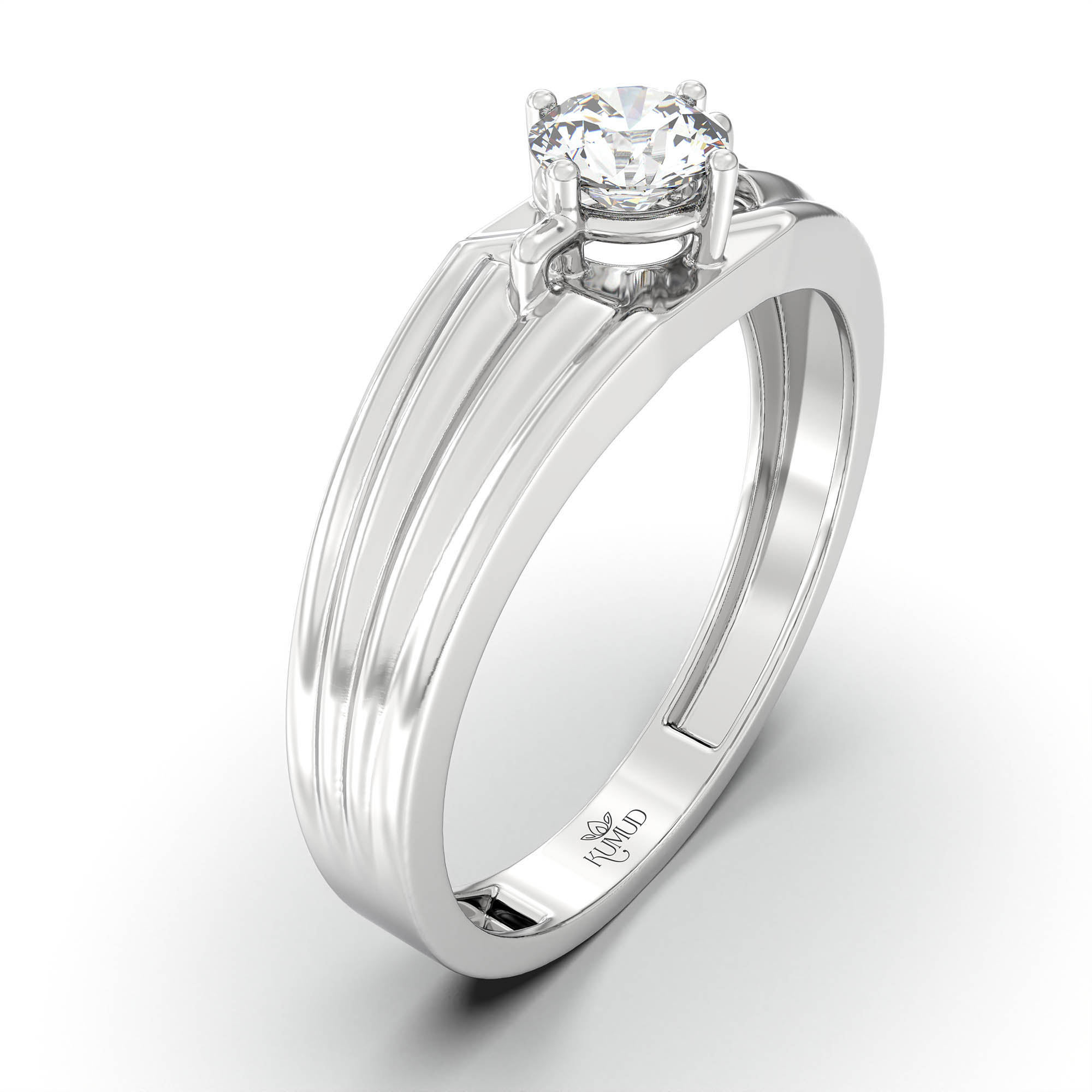 Lab-Grown Diamond Solitaire Ring for Men in 18K White Gold – 0.5 Ct Round, 6 g (Design K8-19-APGAA) thumbnail