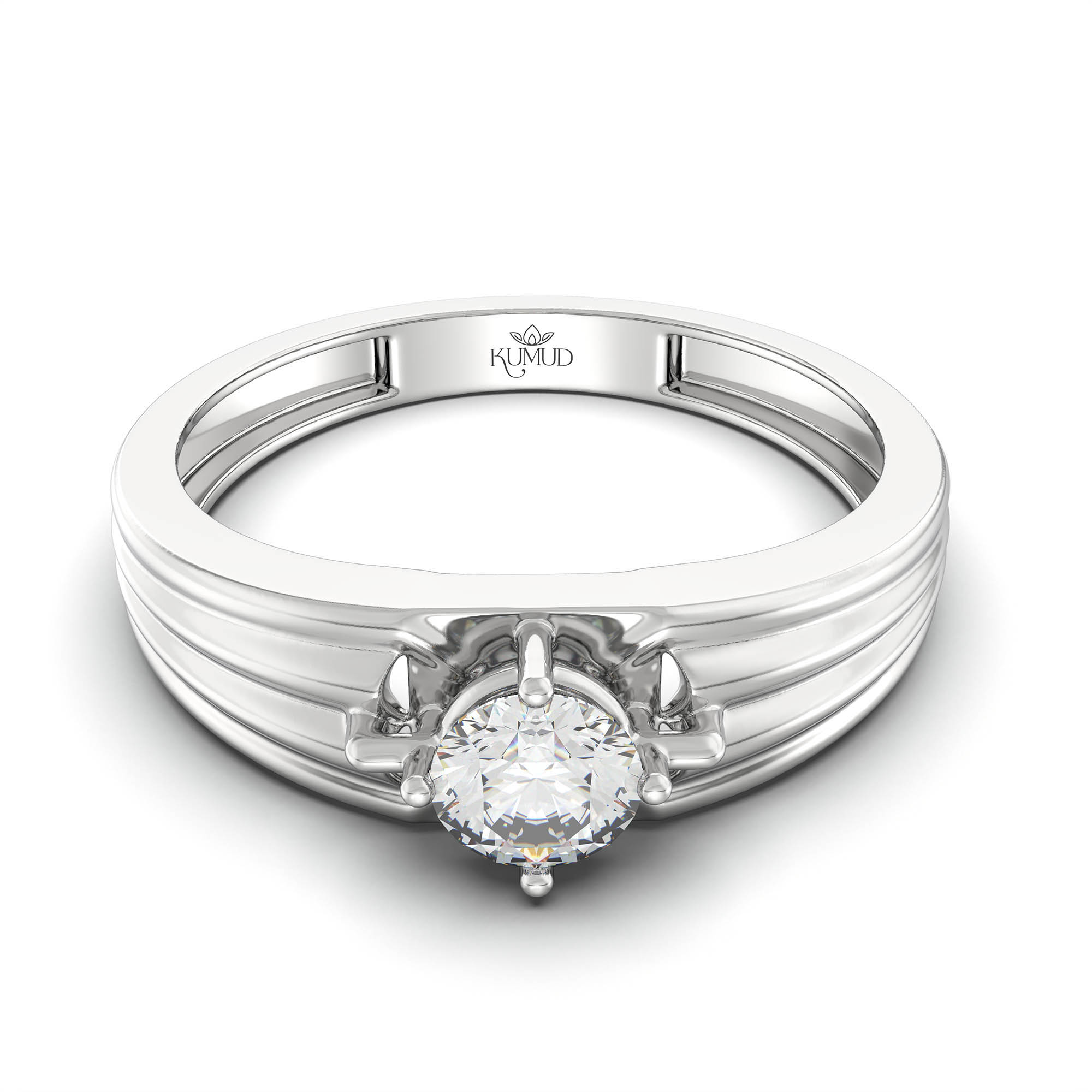 Lab-Grown Diamond Solitaire Ring for Men in 18K White Gold – 0.5 Ct Round, 6 g (Design K8-19-APGAA) thumbnail