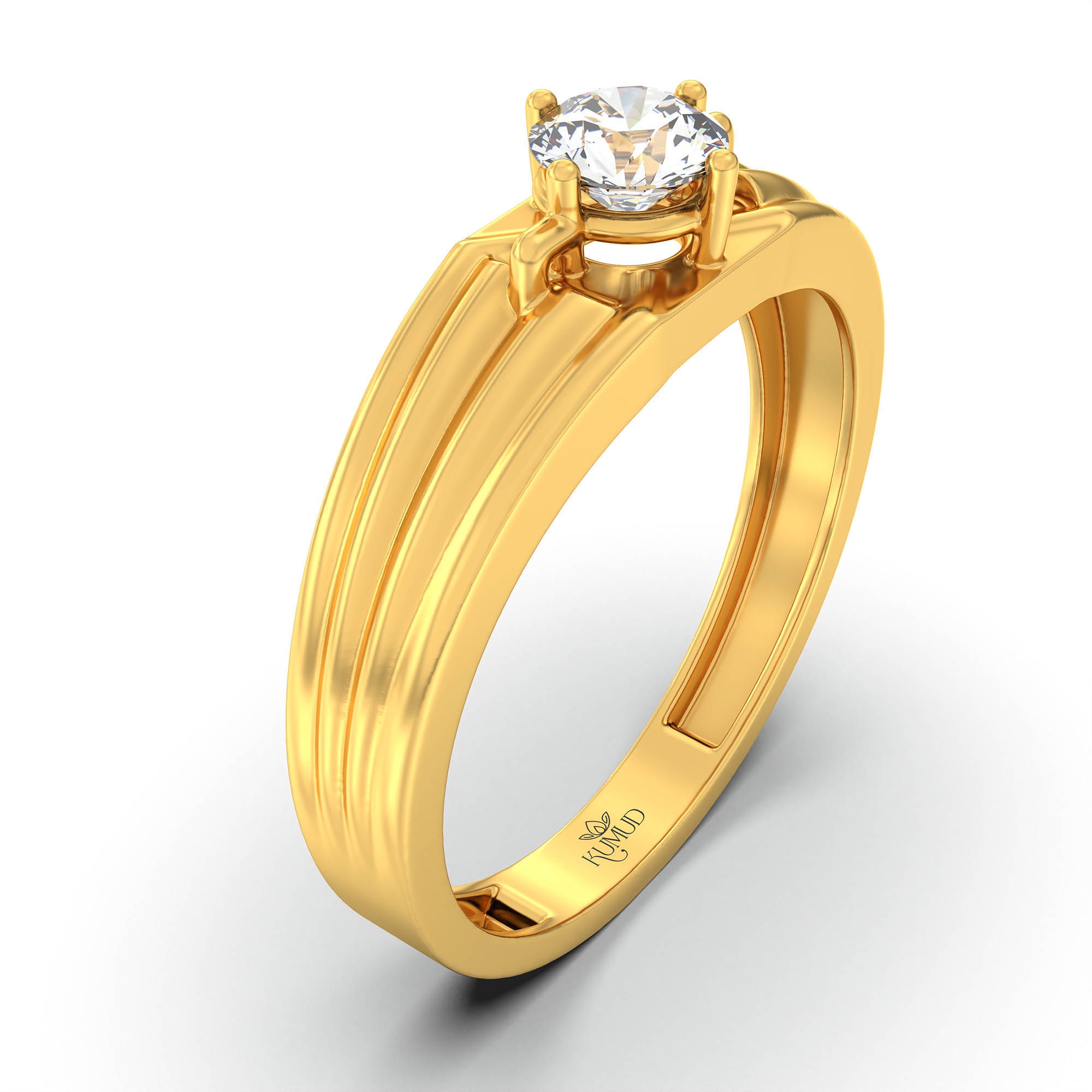 Lab-Grown Diamond Solitaire Ring for Men in 22K Yellow Gold – 0.5 Ct Round, 6 g (Design K8-19-APGAA) thumbnail