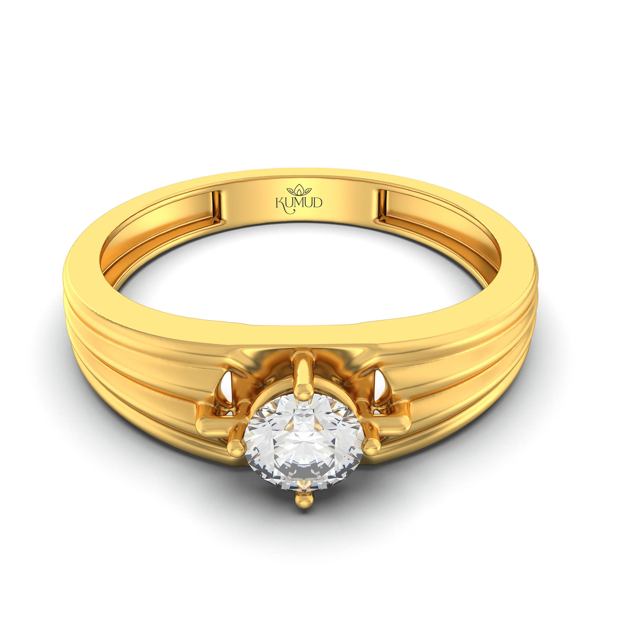 Lab-Grown Diamond Solitaire Ring for Men in 22K Yellow Gold – 0.5 Ct Round, 6 g (Design K8-19-APGAA) thumbnail