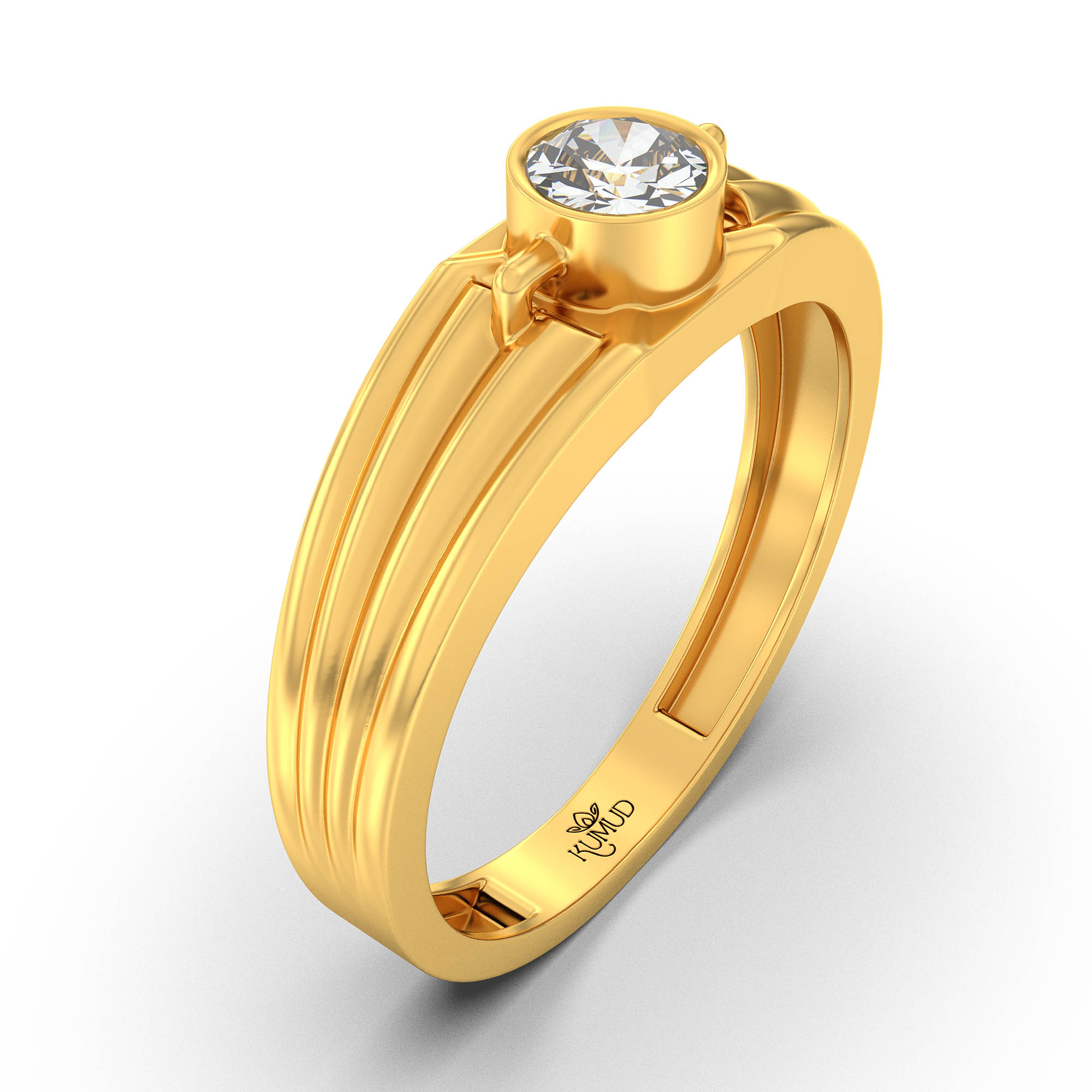 Lab-Grown Diamond Solitaire Ring for Men in 22K Yellow Gold – 0.5 Ct Round, 6 g (Design K8-19-BBZAA) thumbnail