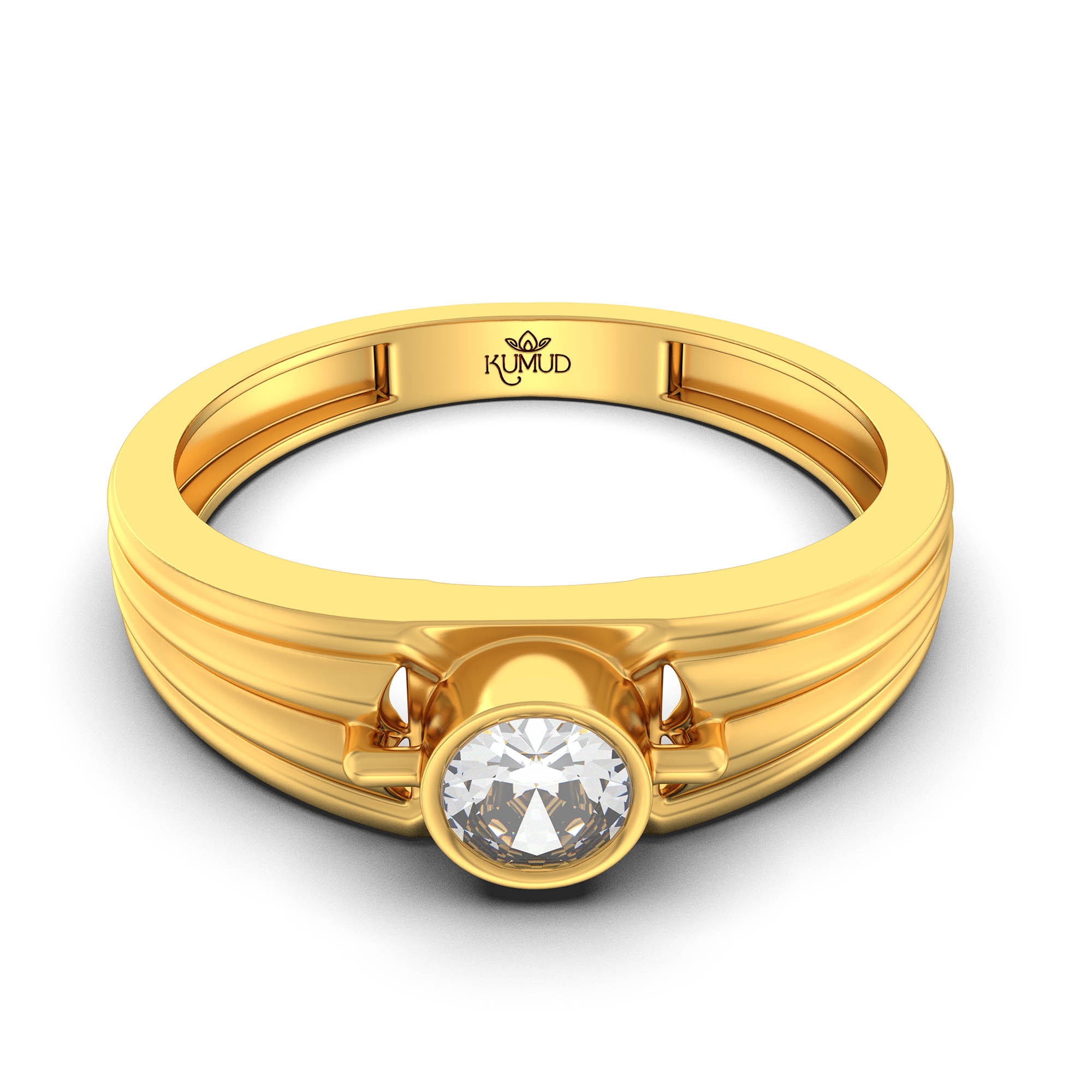 Lab-Grown Diamond Solitaire Ring for Men in 22K Yellow Gold – 0.5 Ct Round, 6 g (Design K8-19-BBZAA) thumbnail