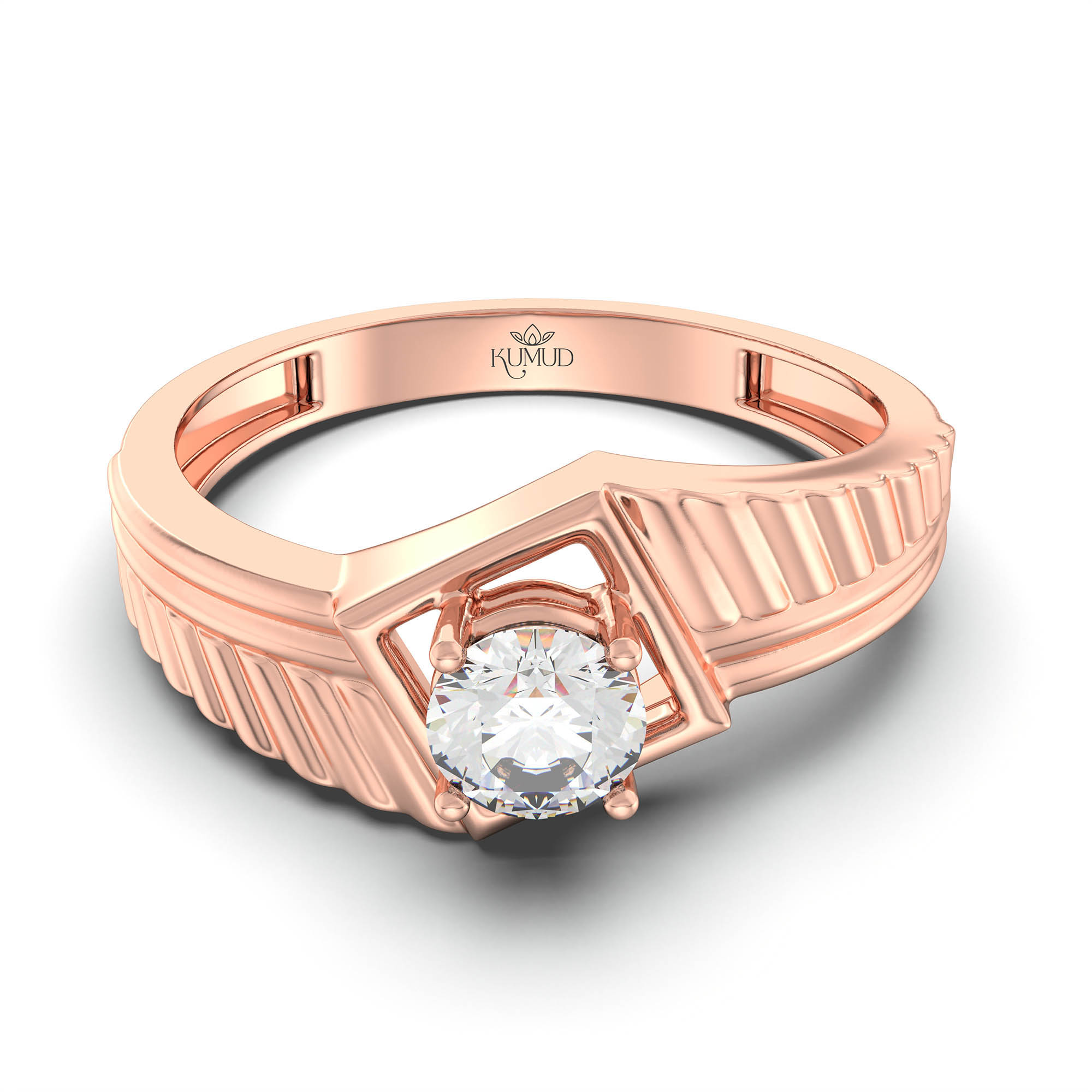 Lab-Grown Diamond Solitaire Ring for Men in 18K Rose Gold – 0.5 Ct Round, 6 g (Design K8-20-APGAA) thumbnail