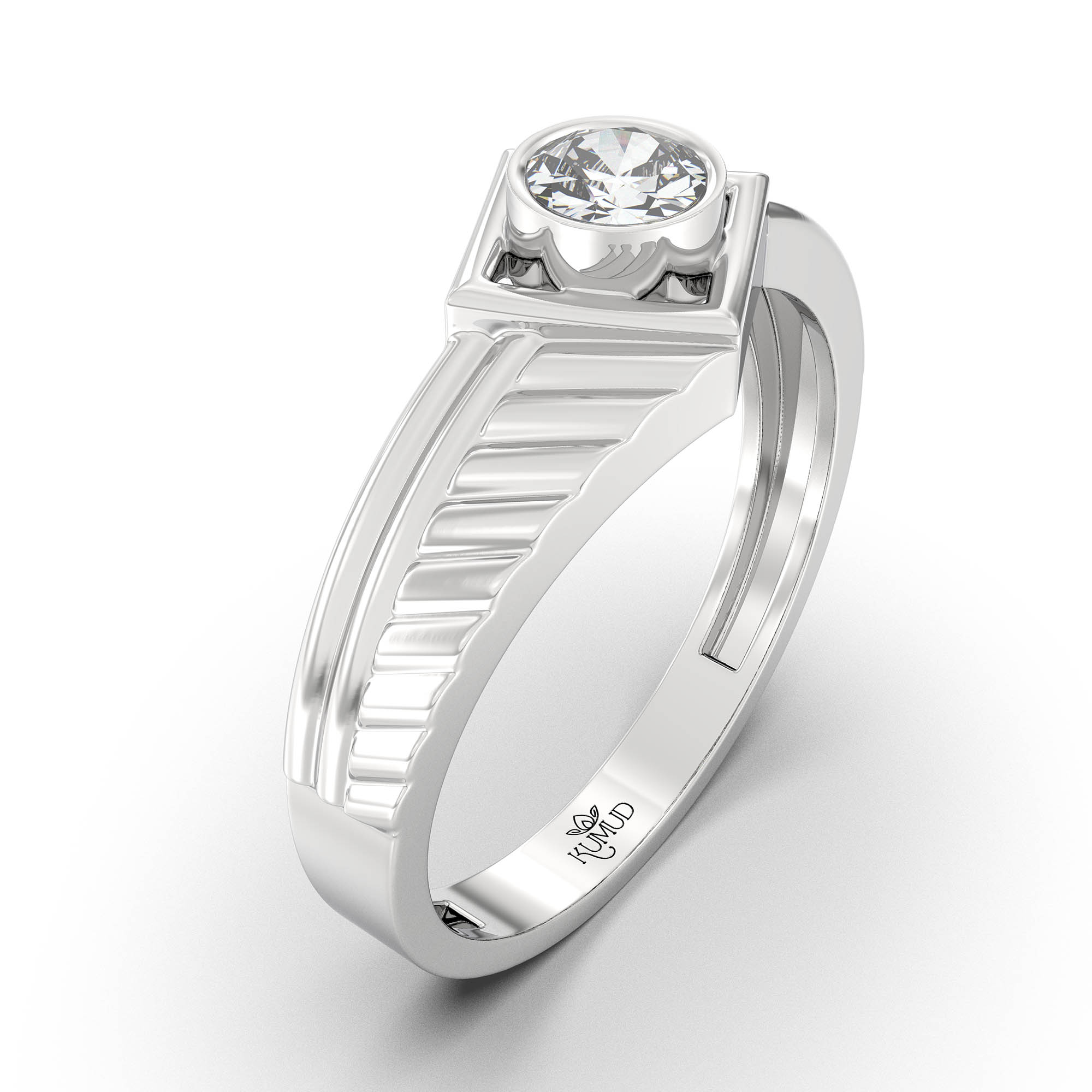 Lab-Grown Diamond Solitaire Ring for Men in 18K White Gold – 0.5 Ct Round, 6 g (Design K8-20-BBZAA) thumbnail