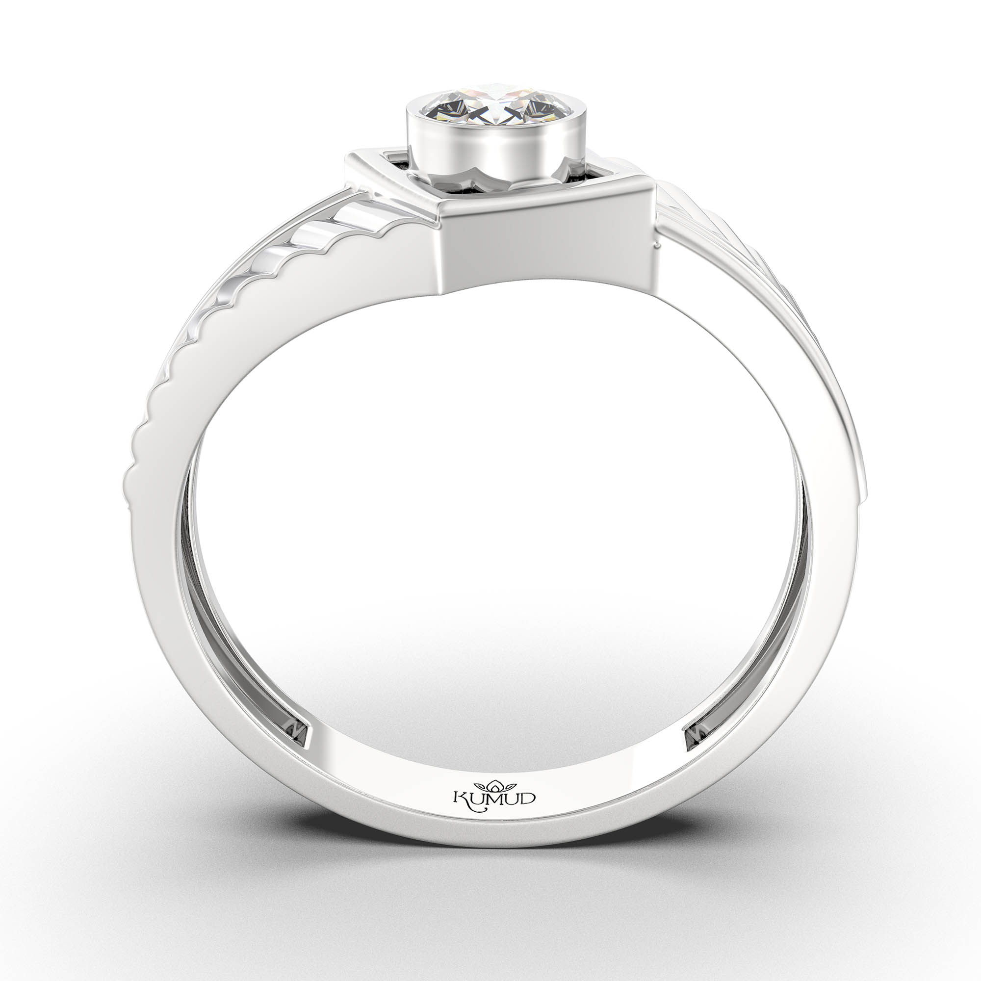 Lab-Grown Diamond Solitaire Ring for Men in 18K White Gold – 0.5 Ct Round, 6 g (Design K8-20-BBZAA) thumbnail
