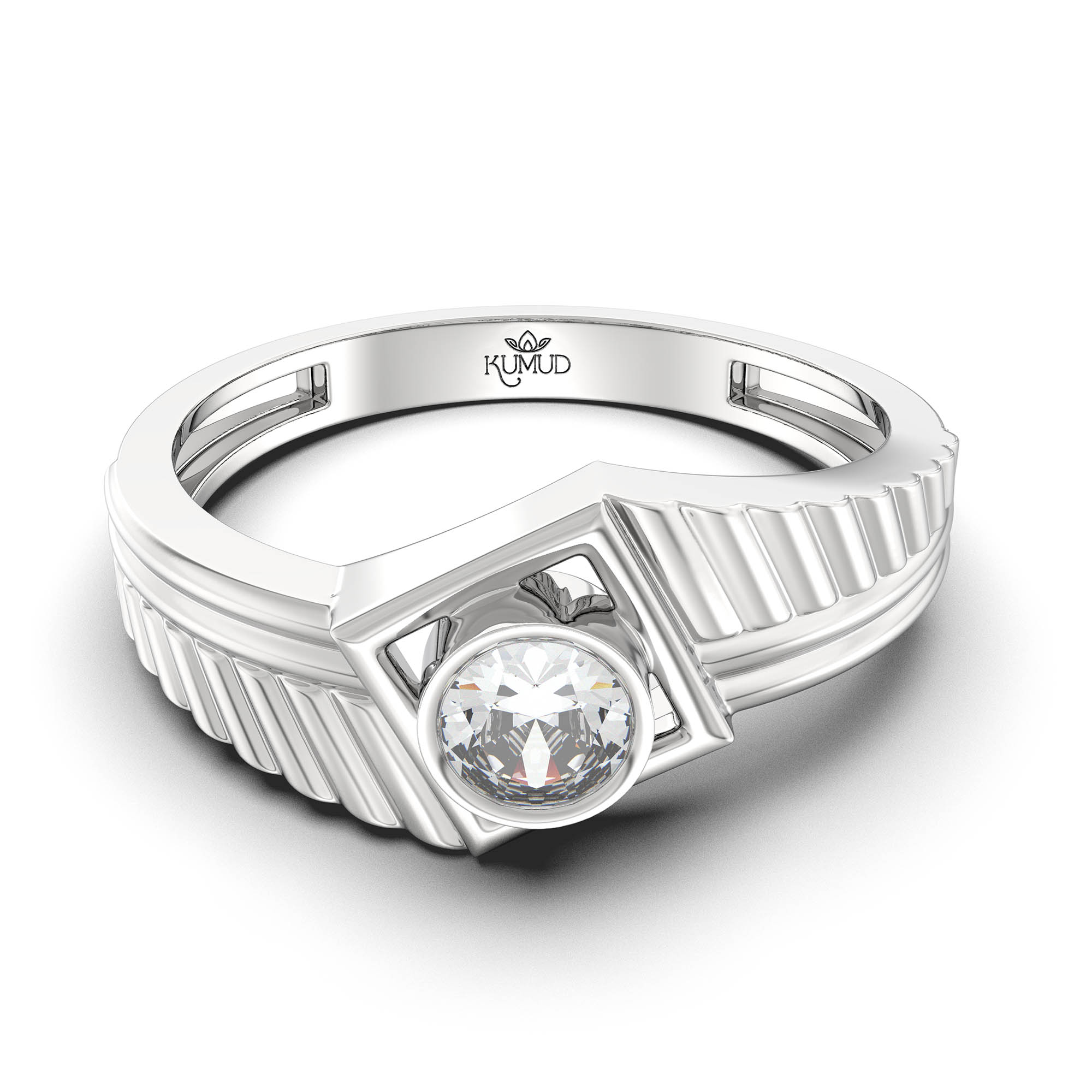 Lab-Grown Diamond Solitaire Ring for Men in 18K White Gold – 0.5 Ct Round, 6 g (Design K8-20-BBZAA) thumbnail