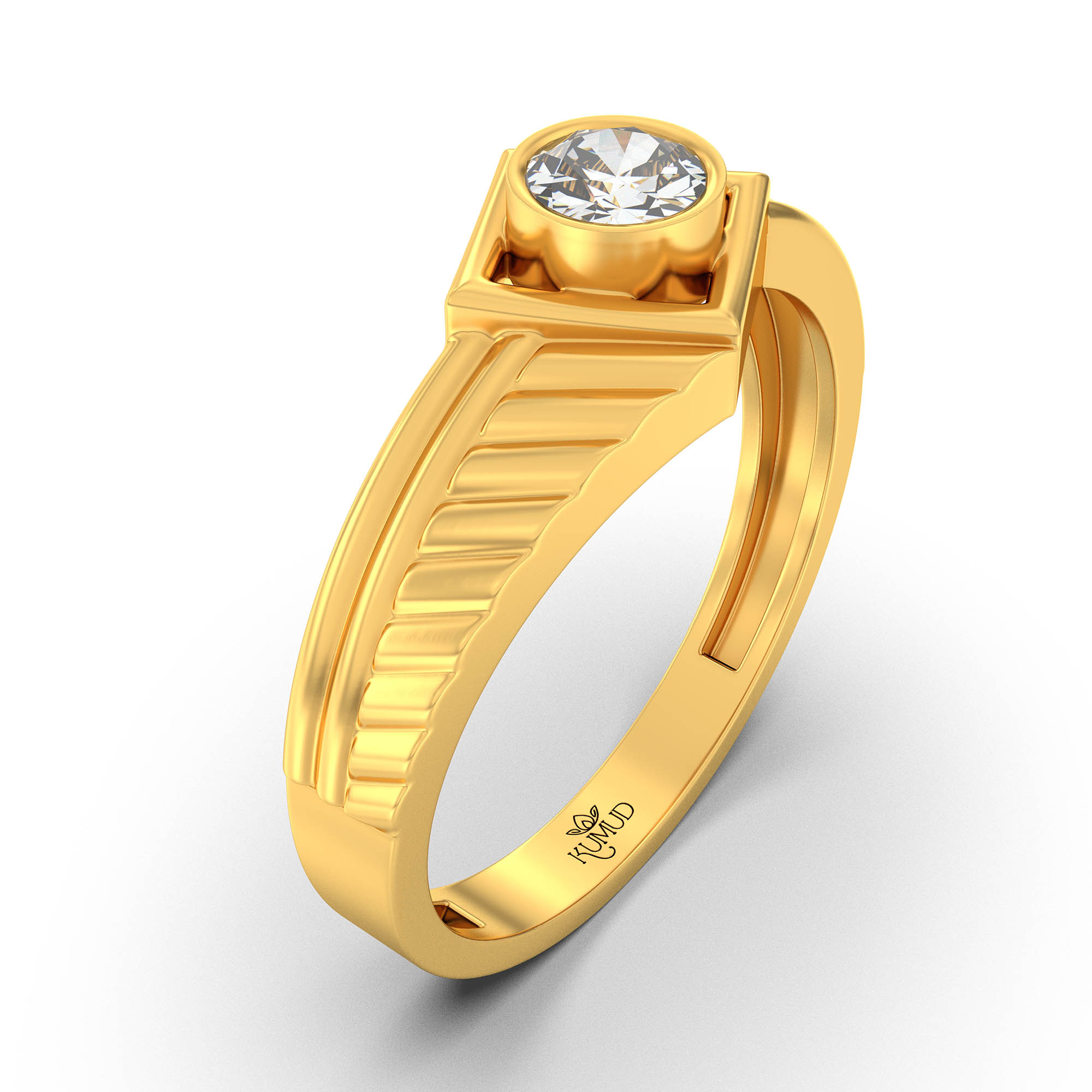 Lab-Grown Diamond Solitaire Ring for Men in 22K Yellow Gold – 0.5 Ct Round, 6 g (Design K8-20-BBZAA) thumbnail