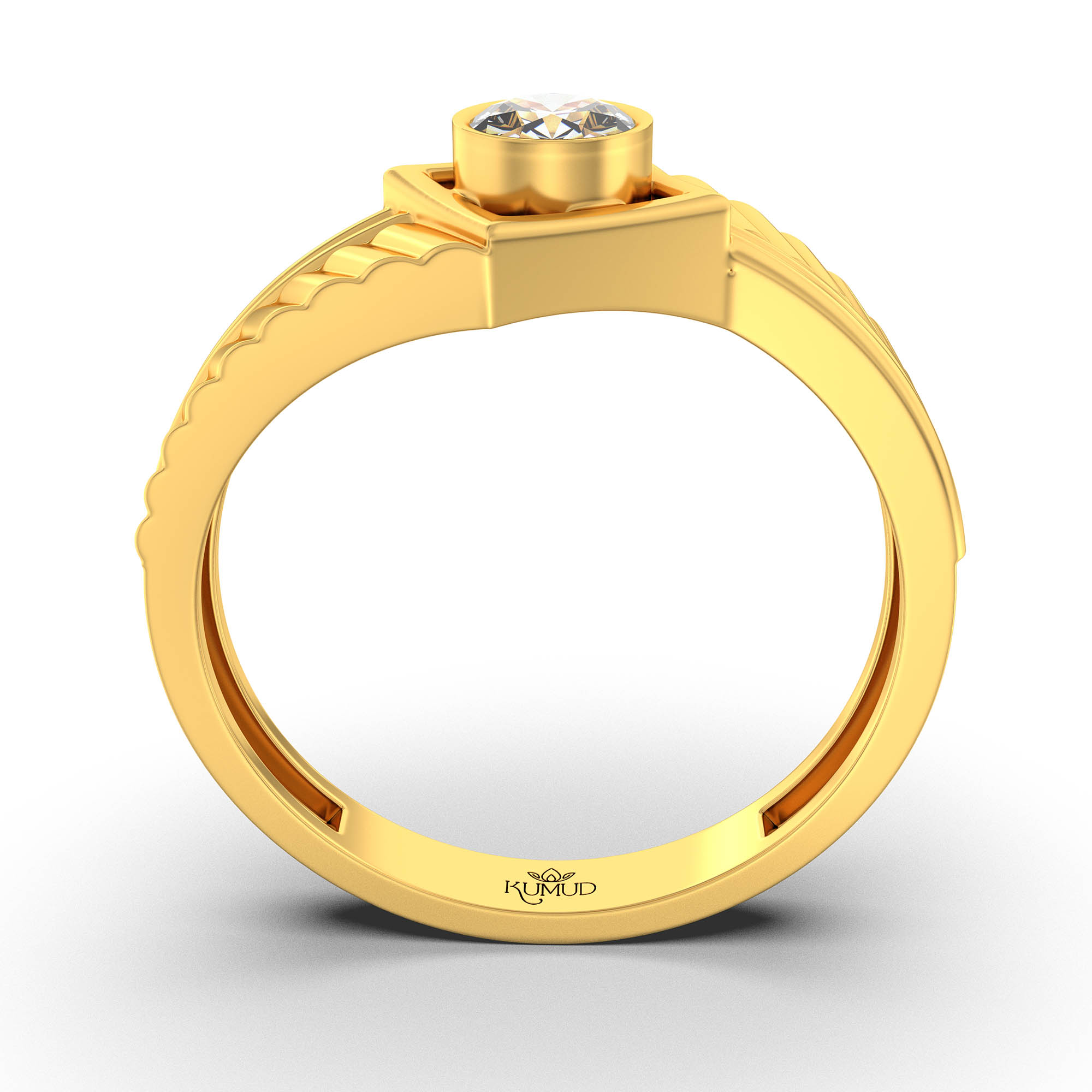 Lab-Grown Diamond Solitaire Ring for Men in 22K Yellow Gold – 0.5 Ct Round, 6 g (Design K8-20-BBZAA) thumbnail