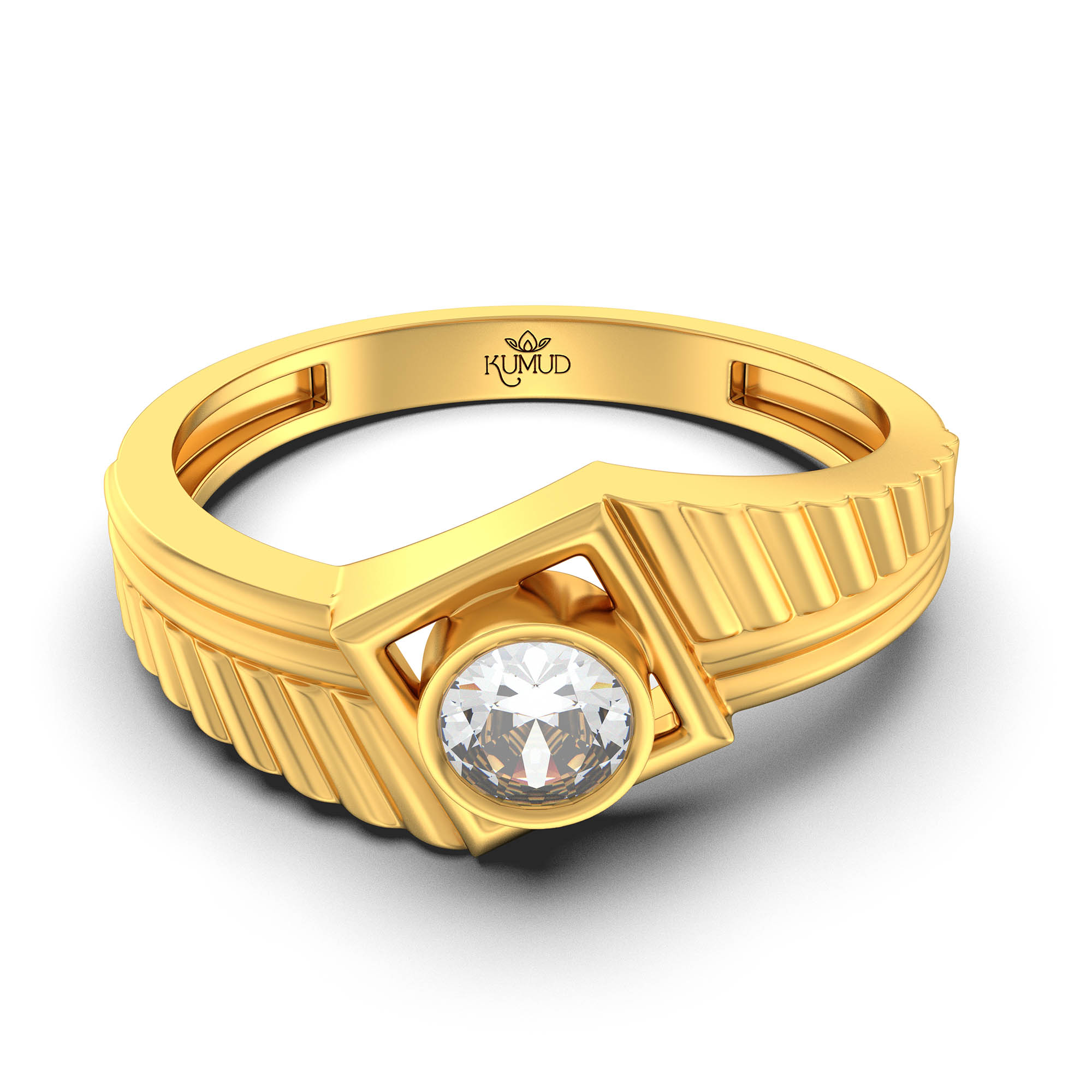 Lab-Grown Diamond Solitaire Ring for Men in 22K Yellow Gold – 0.5 Ct Round, 6 g (Design K8-20-BBZAA) thumbnail