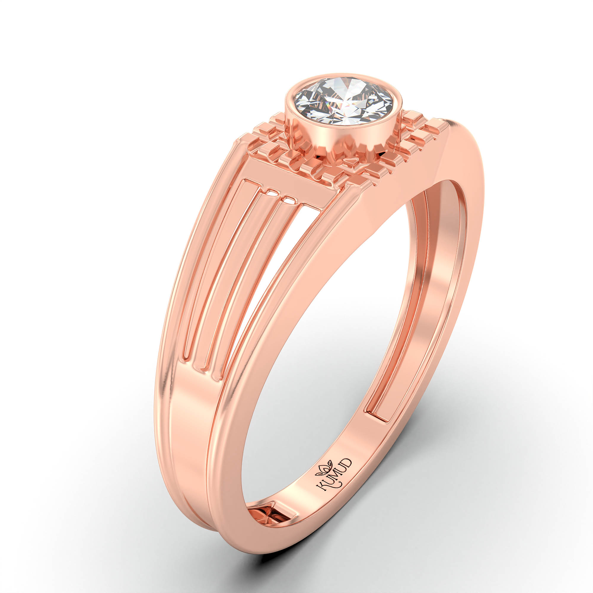 Lab-Grown Diamond Solitaire Ring for Men in 18K Rose Gold – 0.5 Ct Round, 6 g (Design K8-21-BBZAA) thumbnail