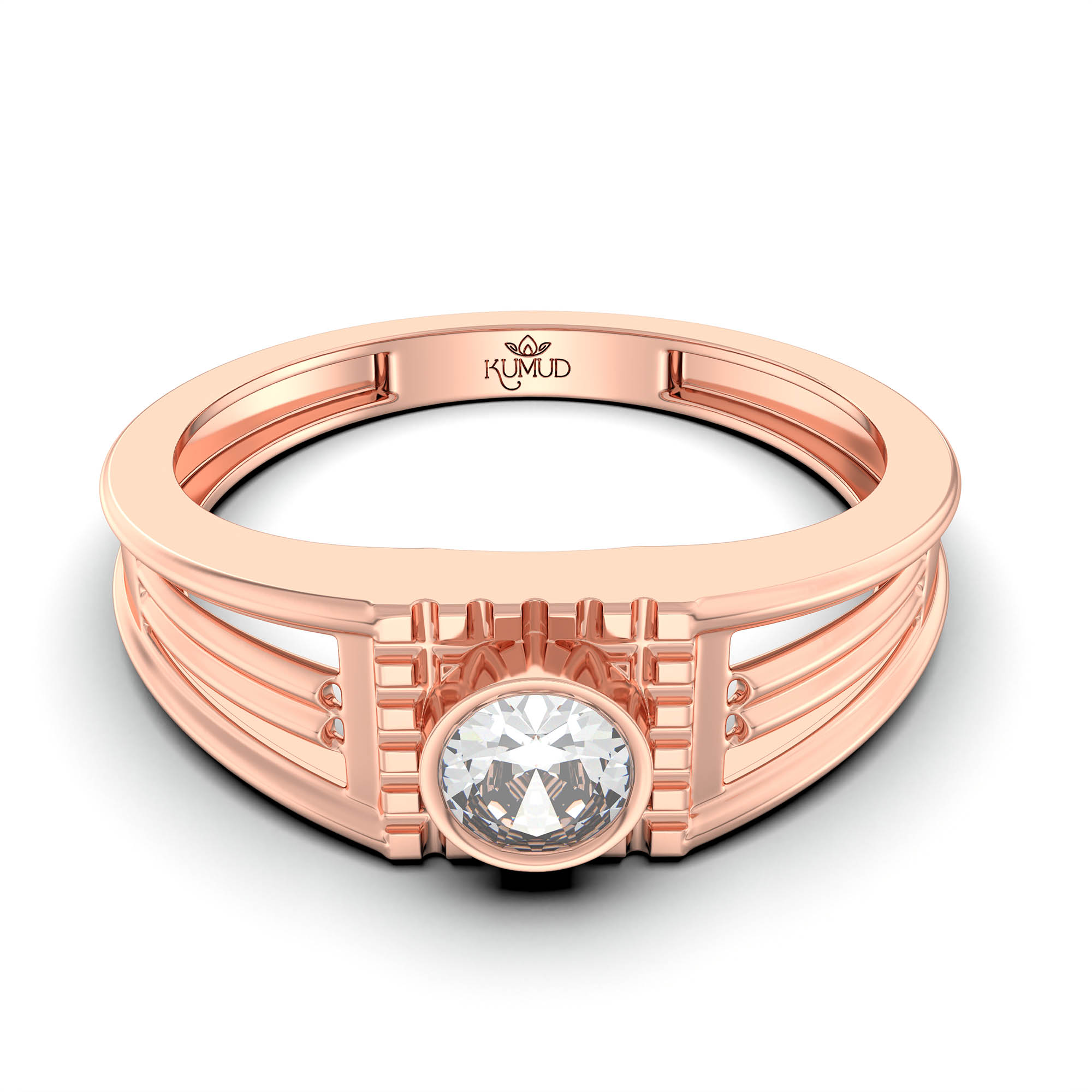 Lab-Grown Diamond Solitaire Ring for Men in 18K Rose Gold – 0.5 Ct Round, 6 g (Design K8-21-BBZAA) thumbnail