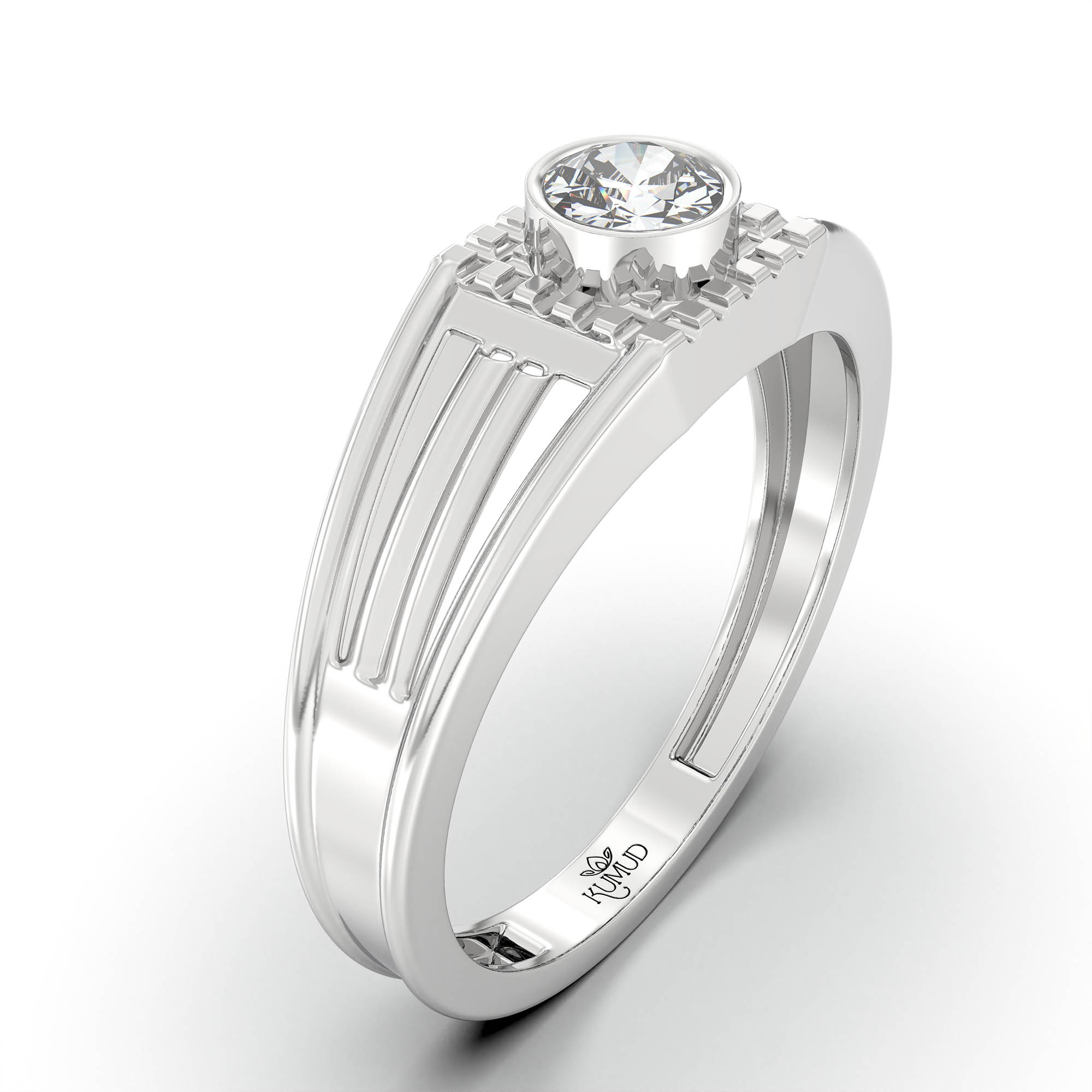 Lab-Grown Diamond Solitaire Ring for Men in 18K White Gold – 0.5 Ct Round, 6 g (Design K8-21-BBZAA) thumbnail