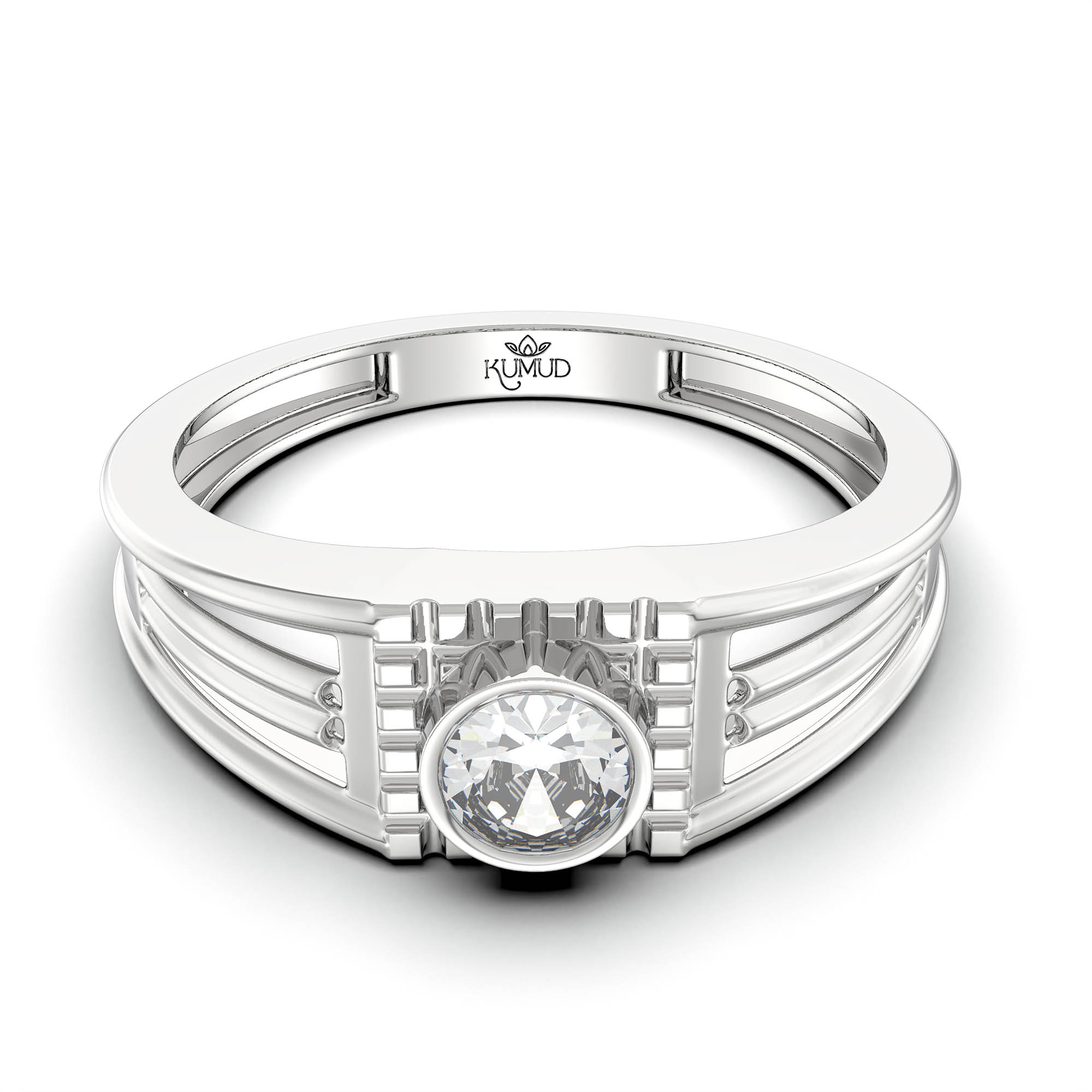 Lab-Grown Diamond Solitaire Ring for Men in 18K White Gold – 0.5 Ct Round, 6 g (Design K8-21-BBZAA) thumbnail