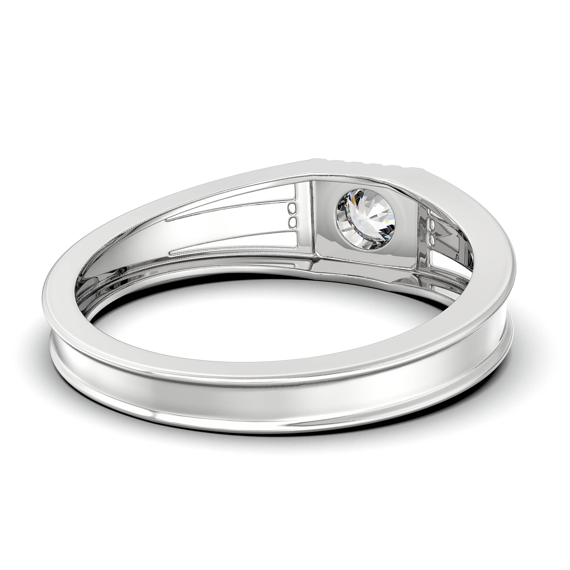 Lab-Grown Diamond Solitaire Ring for Men in 18K White Gold – 0.5 Ct Round, 6 g (Design K8-21-BBZAA) thumbnail