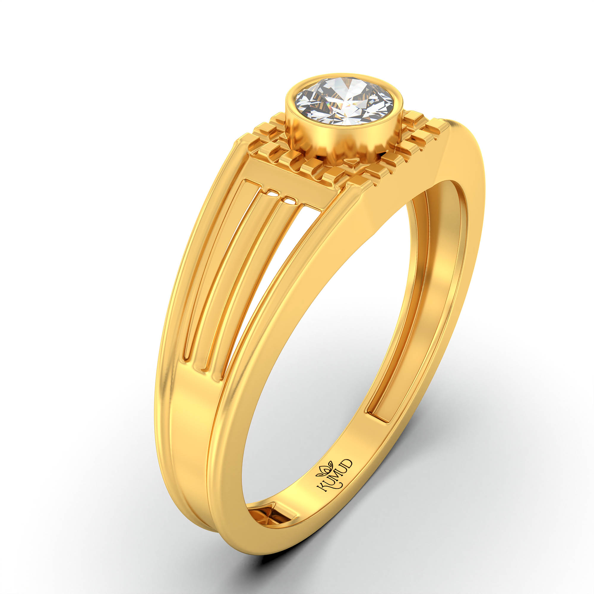 Lab-Grown Diamond Solitaire Ring for Men in 22K Yellow Gold – 0.5 Ct Round, 6 g (Design K8-21-BBZAA) thumbnail