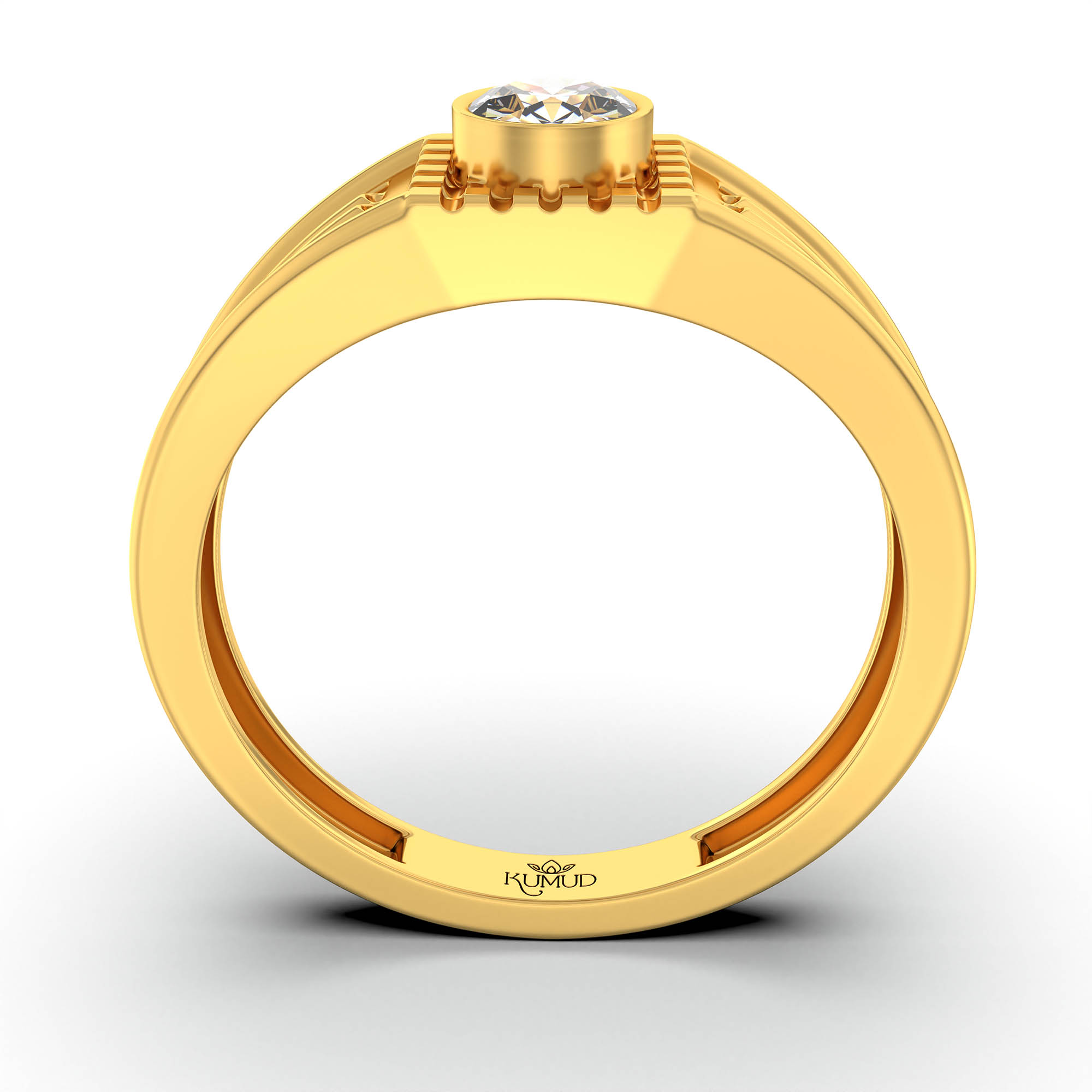 Lab-Grown Diamond Solitaire Ring for Men in 22K Yellow Gold – 0.5 Ct Round, 6 g (Design K8-21-BBZAA) thumbnail