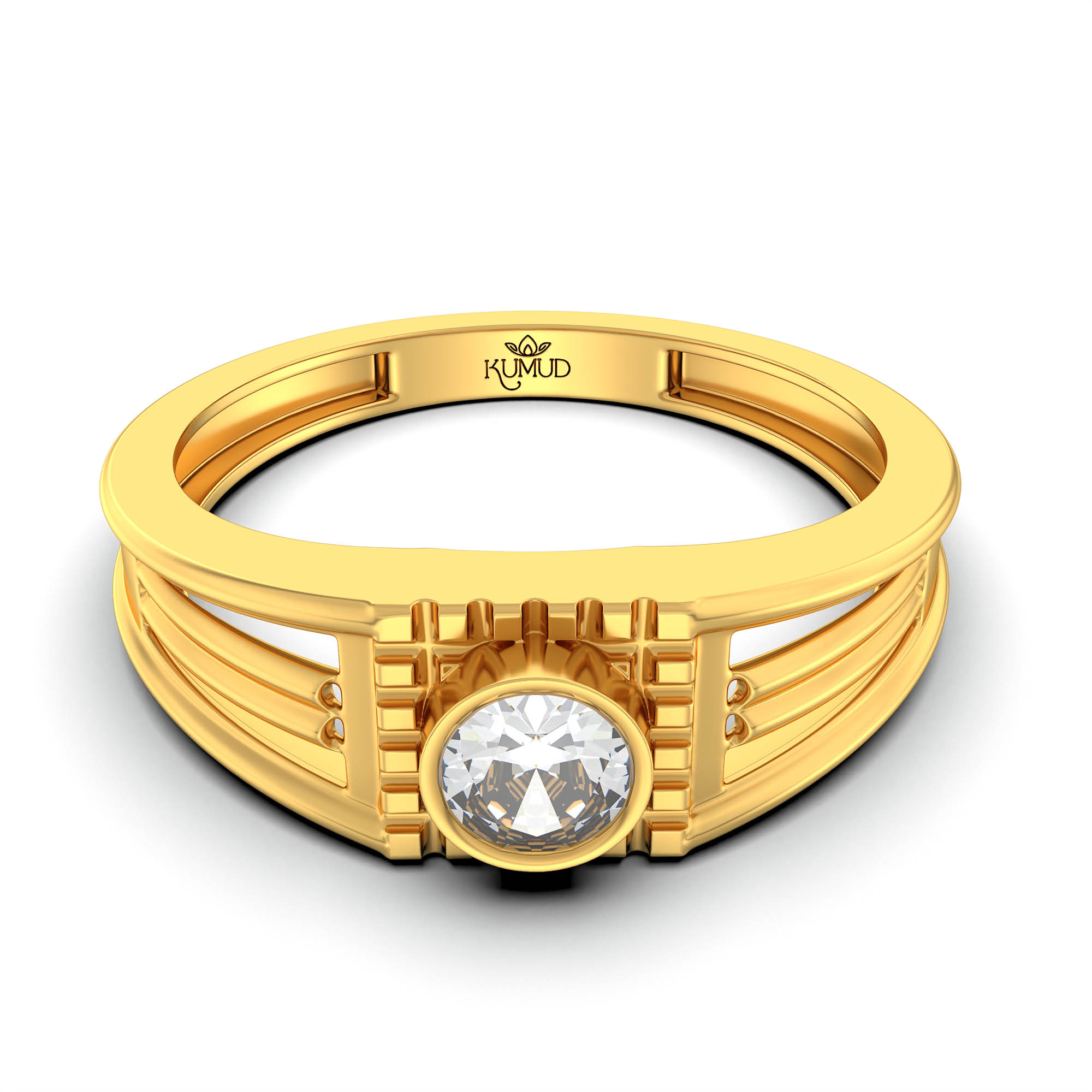 Lab-Grown Diamond Solitaire Ring for Men in 22K Yellow Gold – 0.5 Ct Round, 6 g (Design K8-21-BBZAA) thumbnail