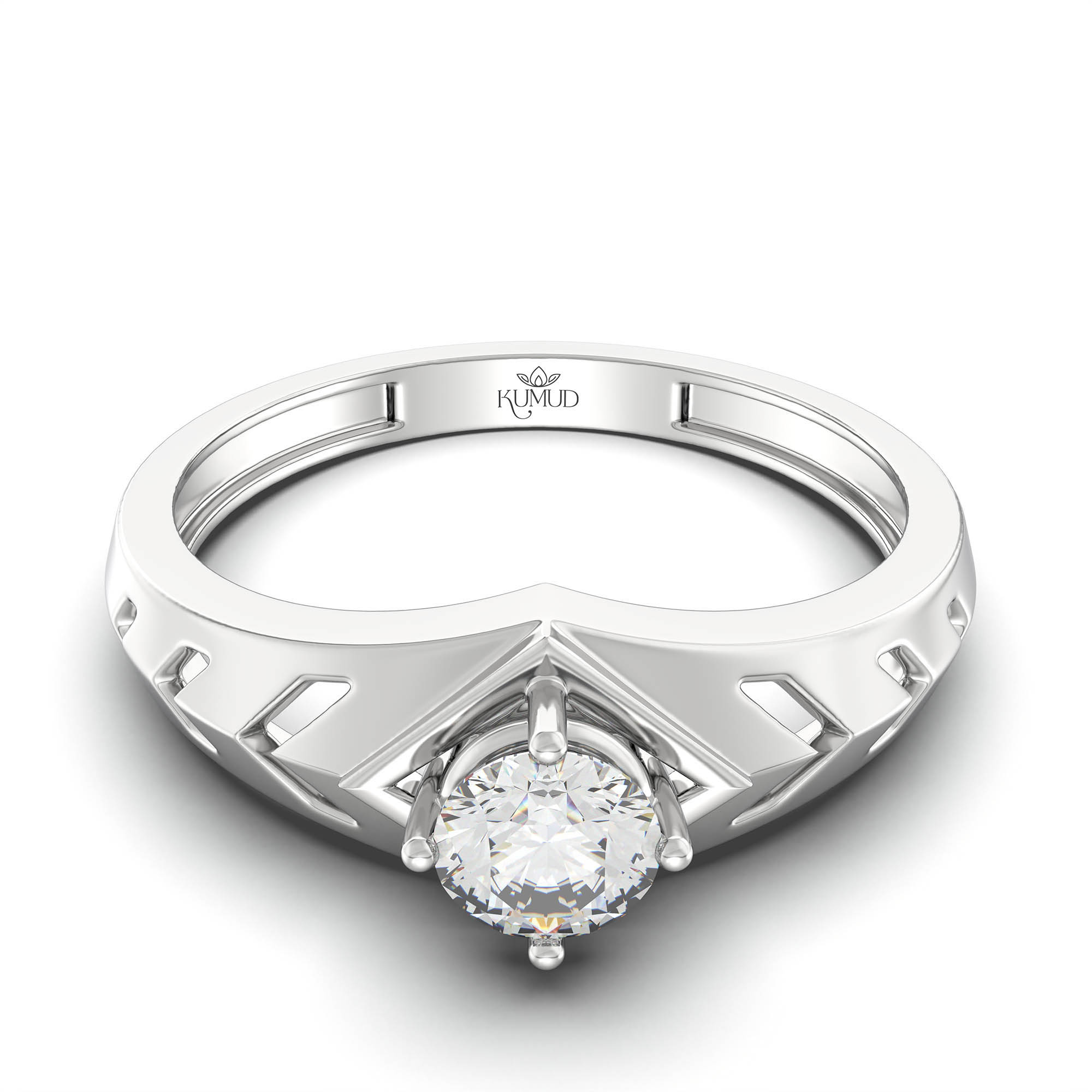 Lab-Grown Diamond Solitaire Ring for Men in 18K White Gold – 0.5 Ct Round, 6 g (Design K8-22-APGAA) thumbnail
