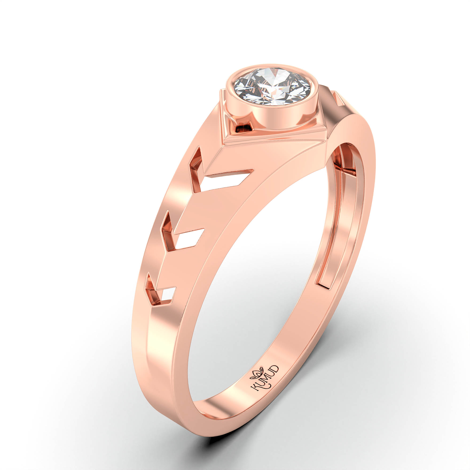 Lab-Grown Diamond Solitaire Ring for Men in 18K Rose Gold – 0.5 Ct Round, 6 g (Design K8-22-BBZAA) thumbnail